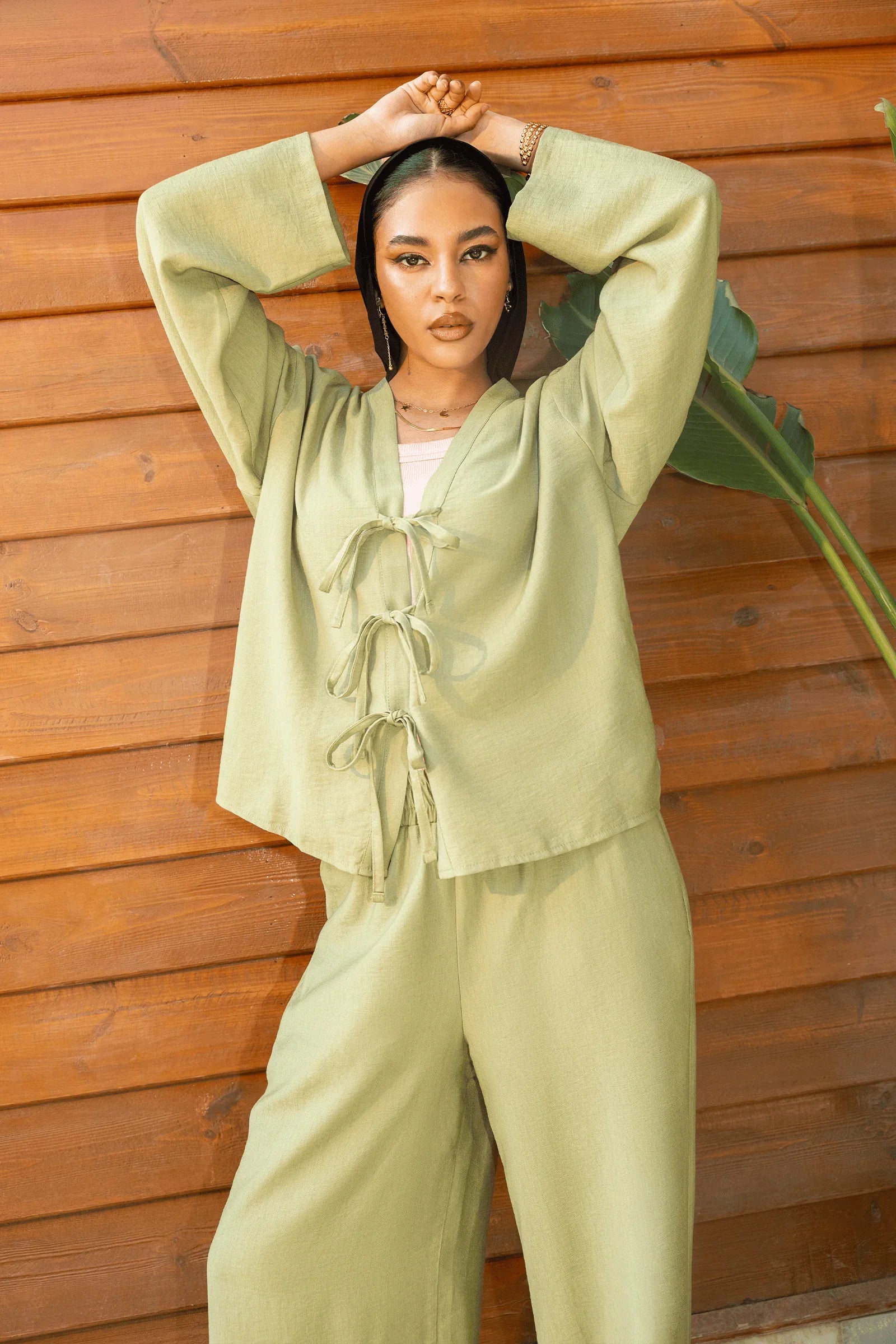 Clue - Tie Front V-Neck Blouse 2