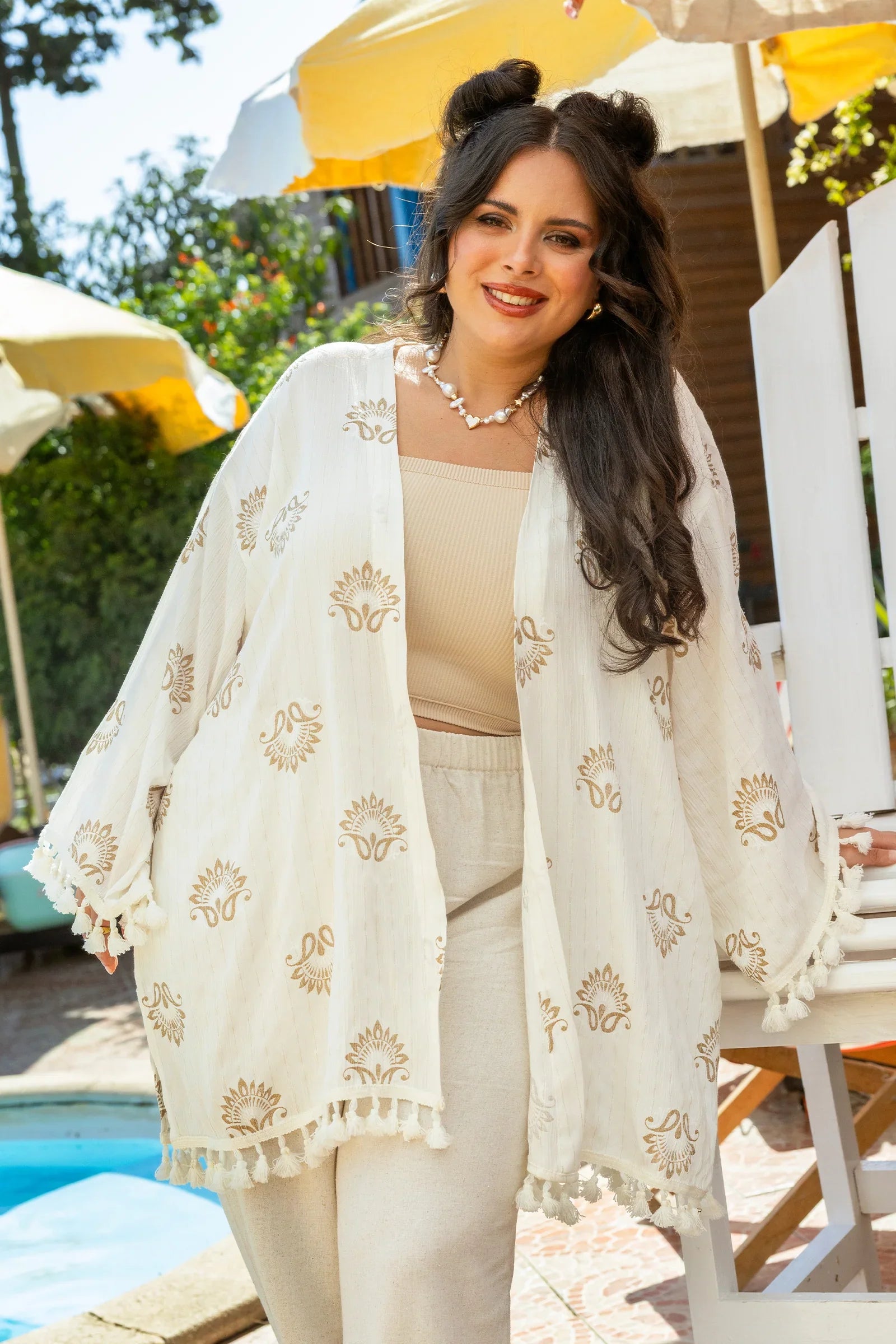 Clue - Printed Cardigan with Fringes 1