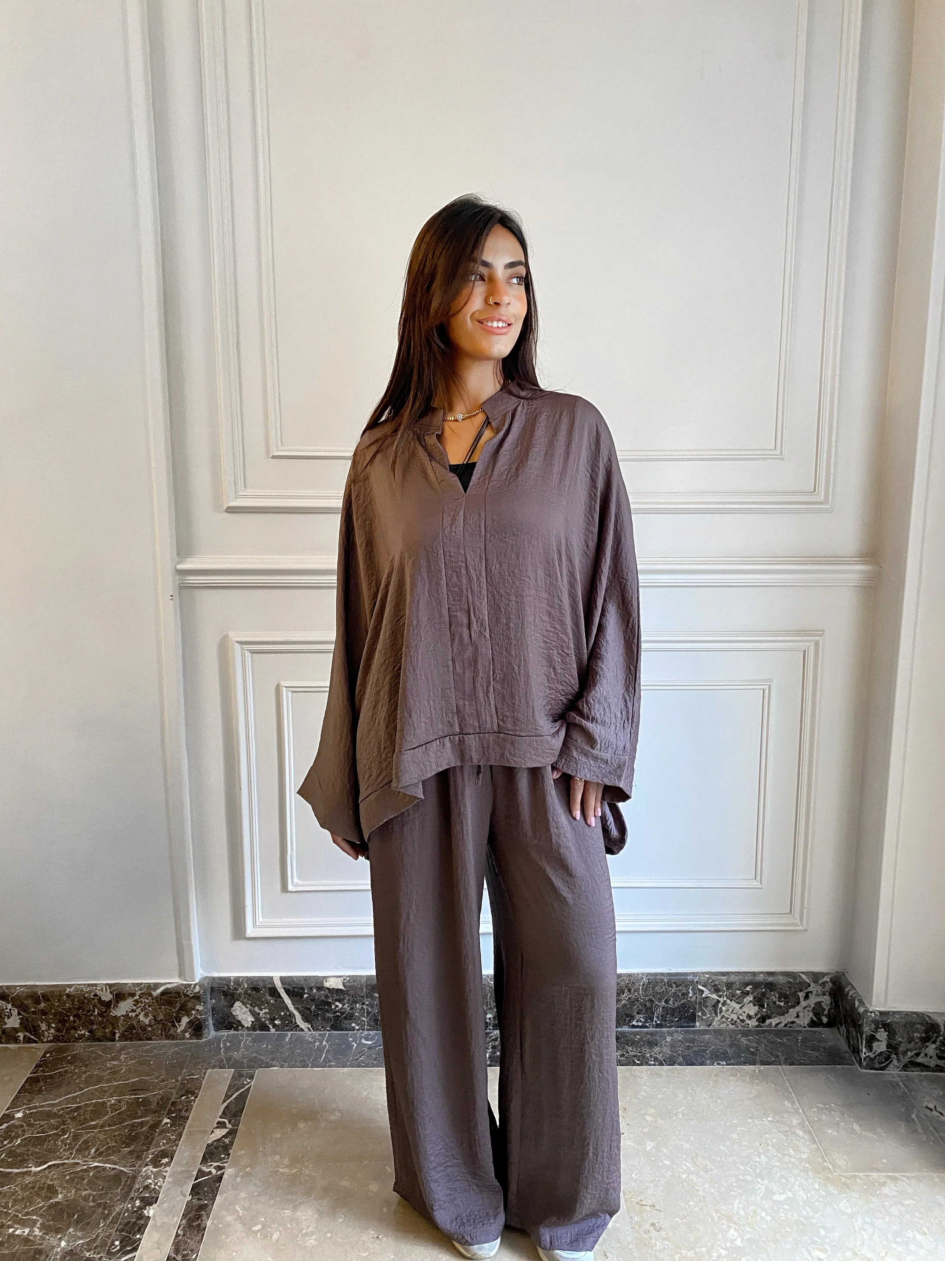 Dress Code - brown silk set 1