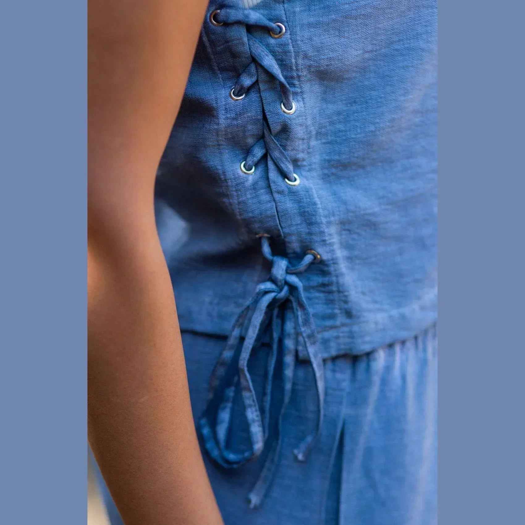 Rustic Boho Linen Top with Strings - Kanza