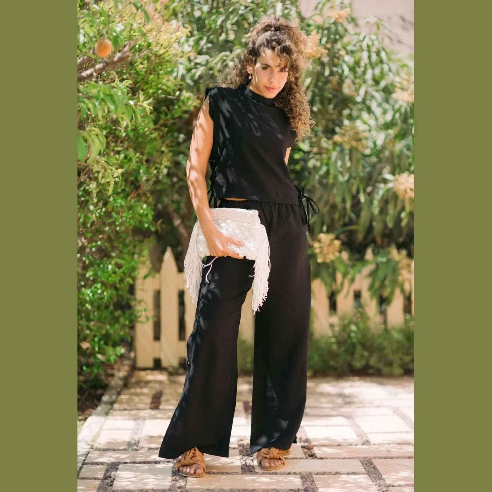 Rustic Boho Linen Top with Strings - Kanza