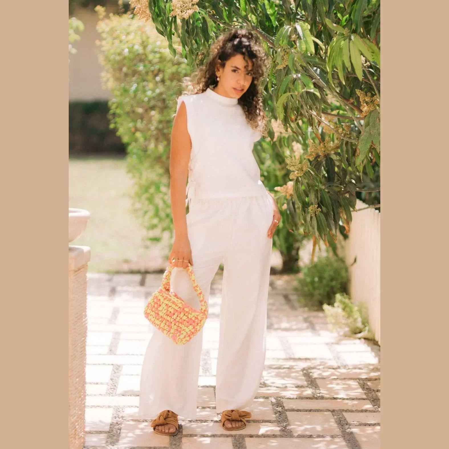 Rustic Boho Linen Top with Strings - Kanza