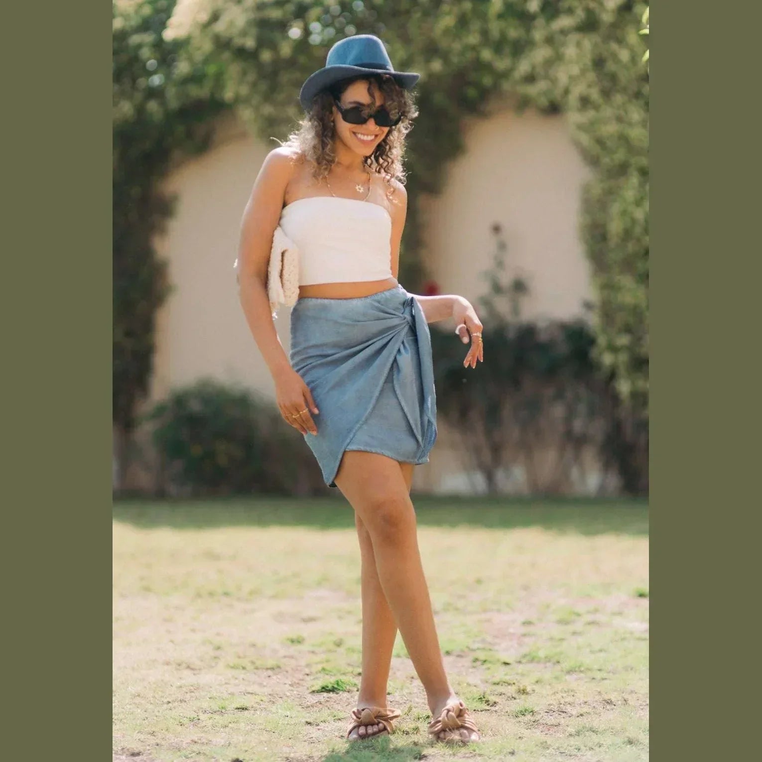 Breeze Wrap Short Linen Skirt - Kanza 1