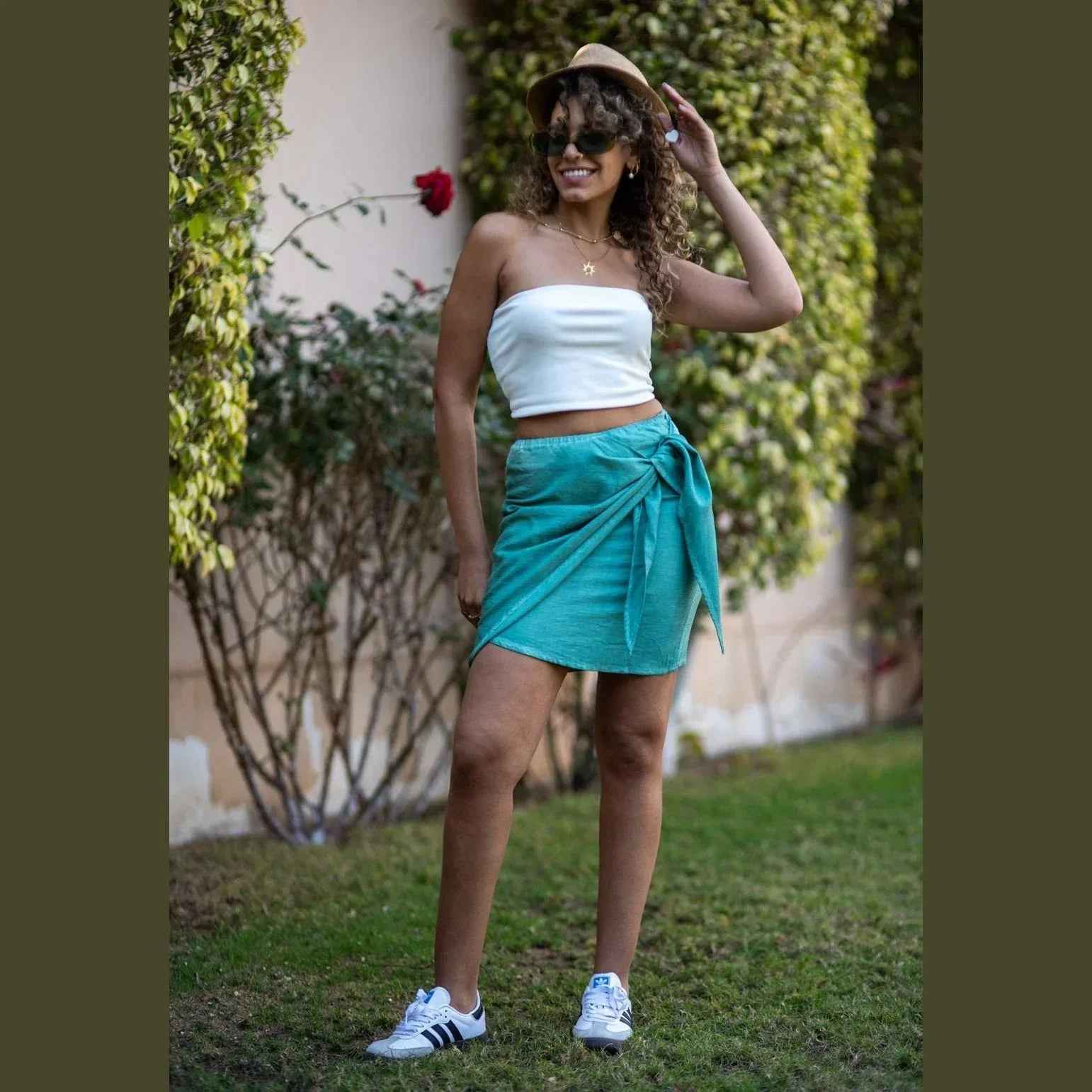 Breeze Wrap Short Linen Skirt - Kanza