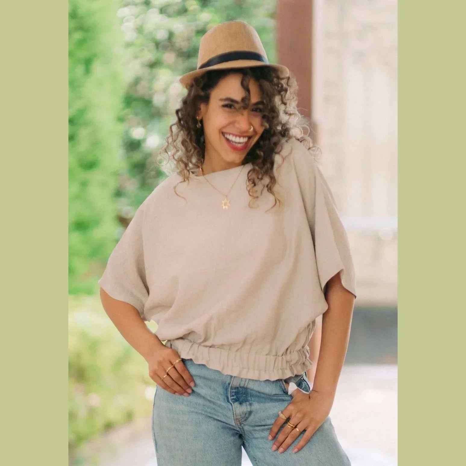 Butterfly-Inspired Linen Top - Kanza