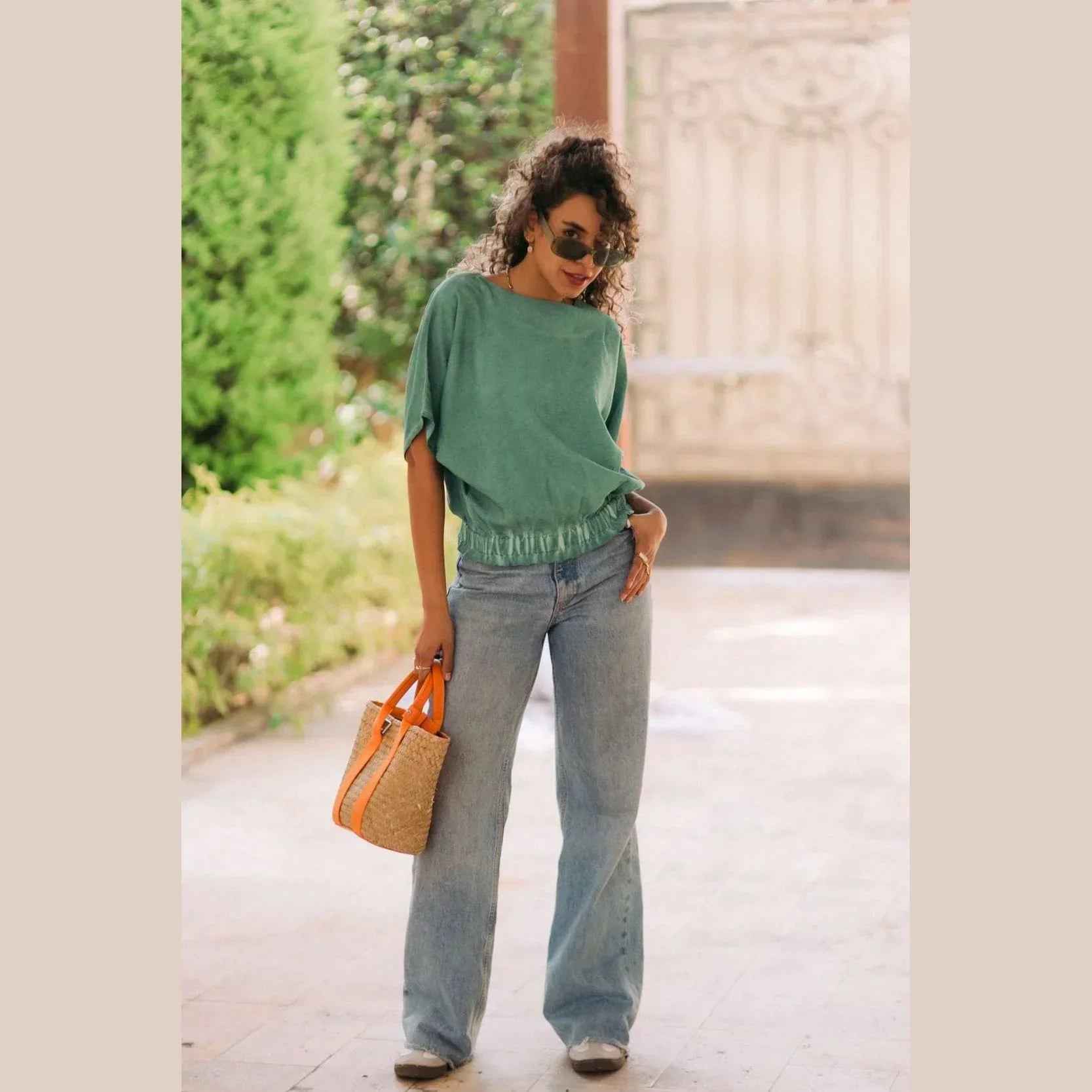 Butterfly-Inspired Linen Top - Kanza