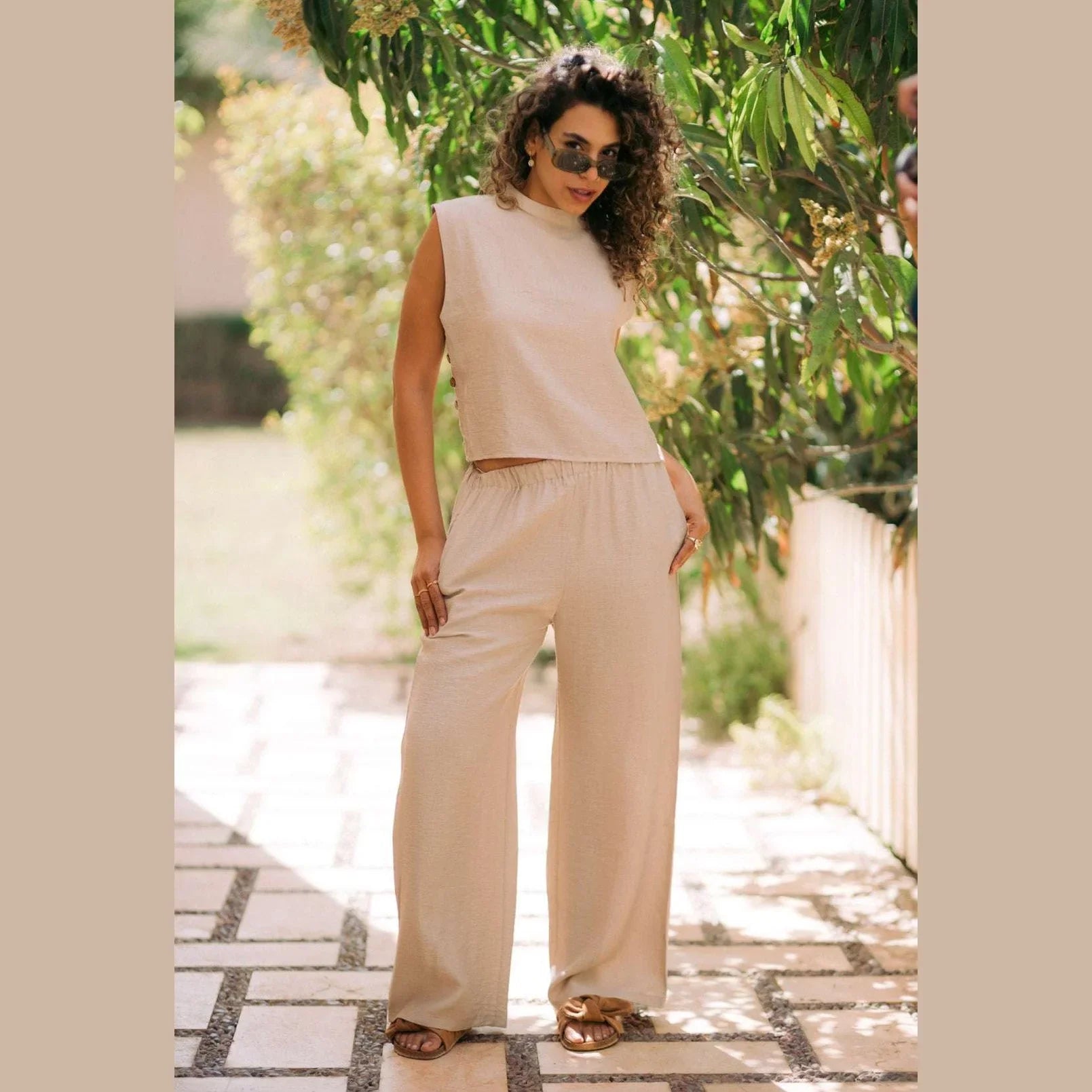 Kanza - Effortless Style Slit Linen Pants 2