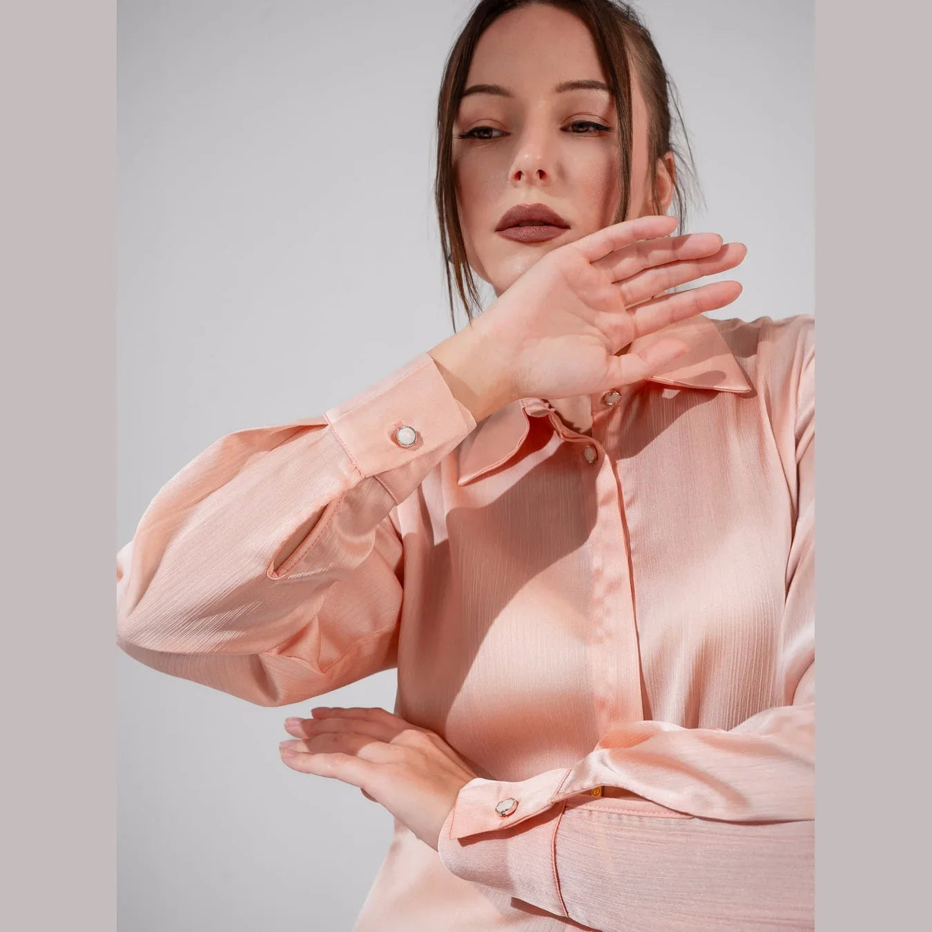 KC Shop - Collared Light Pink Satin Shirt 2