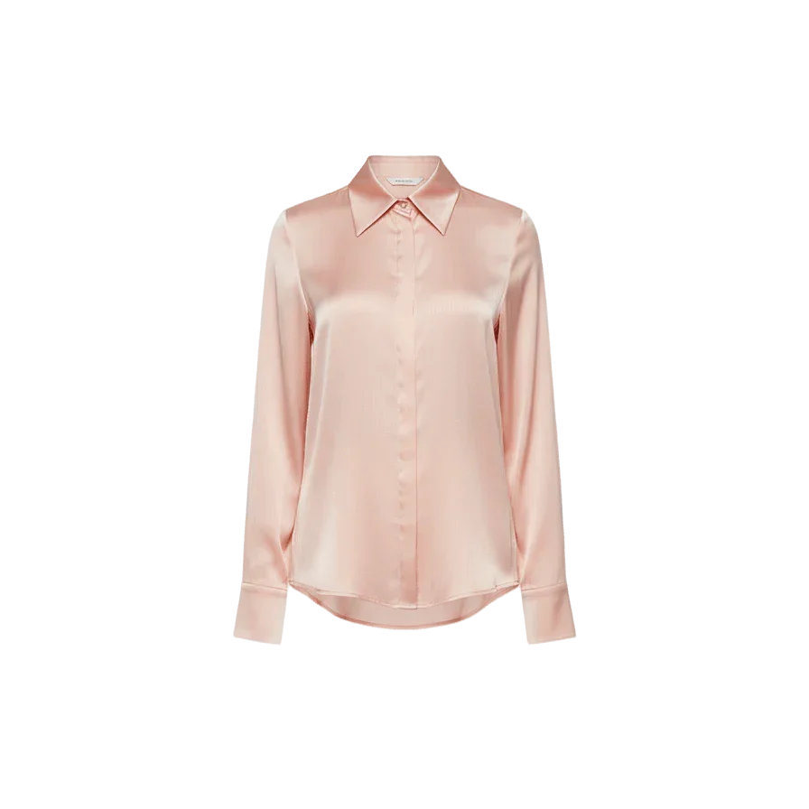 Collared Light Pink Satin Shirt - KC Shop - Babazzaro