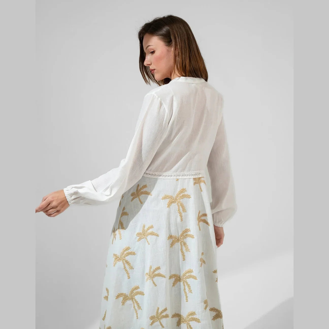 KC Shop - Embroidered Linen Sleeved Kimono With Belt 2