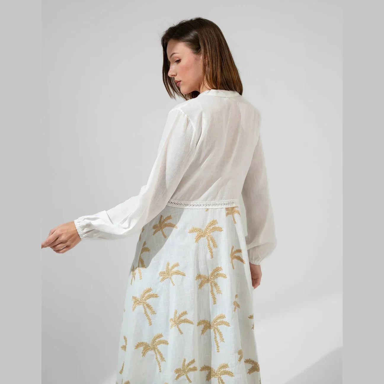 Embroidered Linen Sleeved Kimono With Belt - KC Shop 2