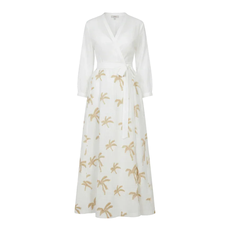 Embroidered Linen Sleeved Kimono With Belt - KC Shop - Babazzaro