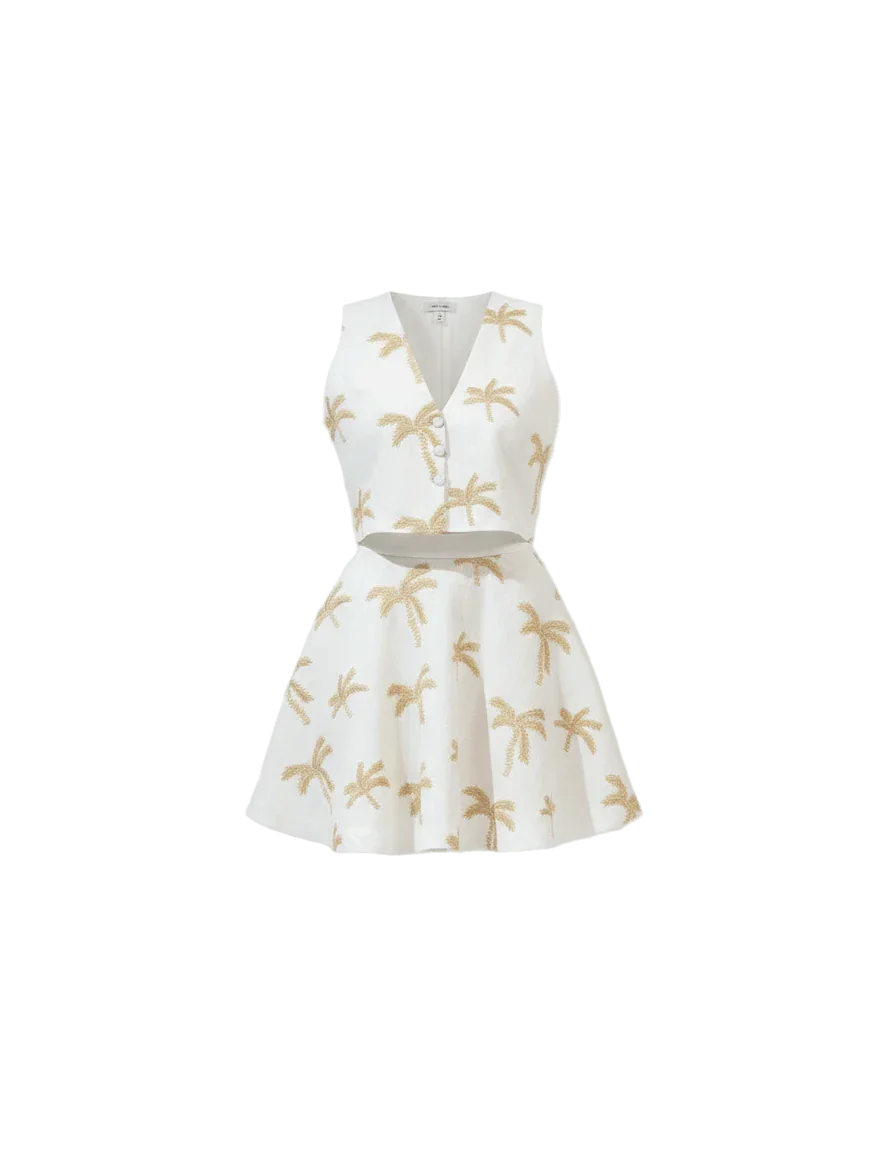 KC Shop - Embroidered White Short Linen Gilet 6