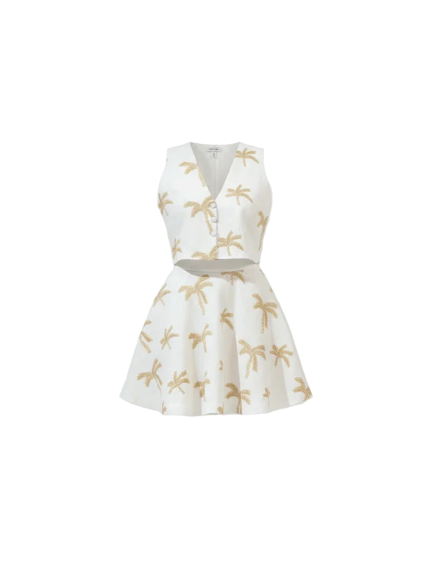 Embroidered White Short Linen Gilet - KC Shop - Babazzaro