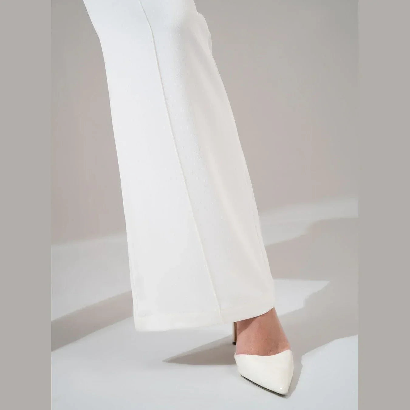White High-Waist Flared Trousers - KC Shop - Babazzaro