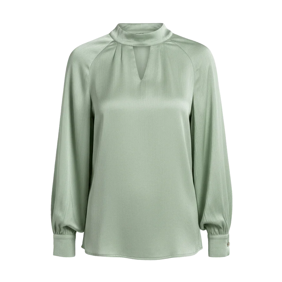 KC Shop - Light Green Keyhole Neckline Blouse 5