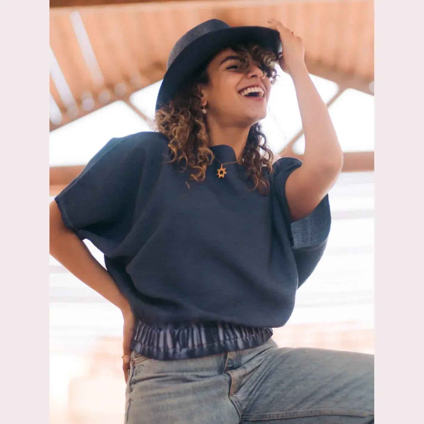 Butterfly-Inspired Linen Top - Kanza