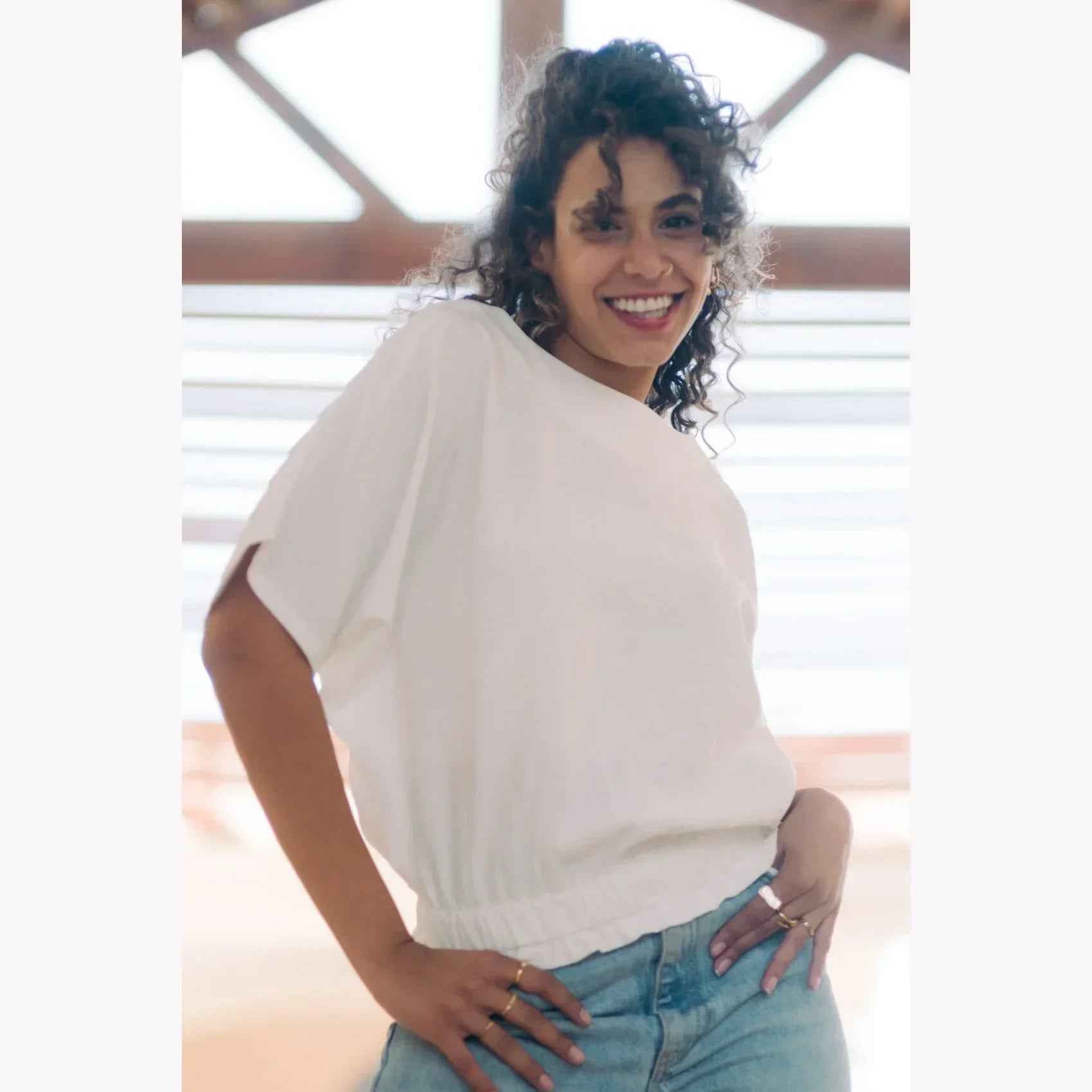 Butterfly-Inspired Linen Top - Kanza