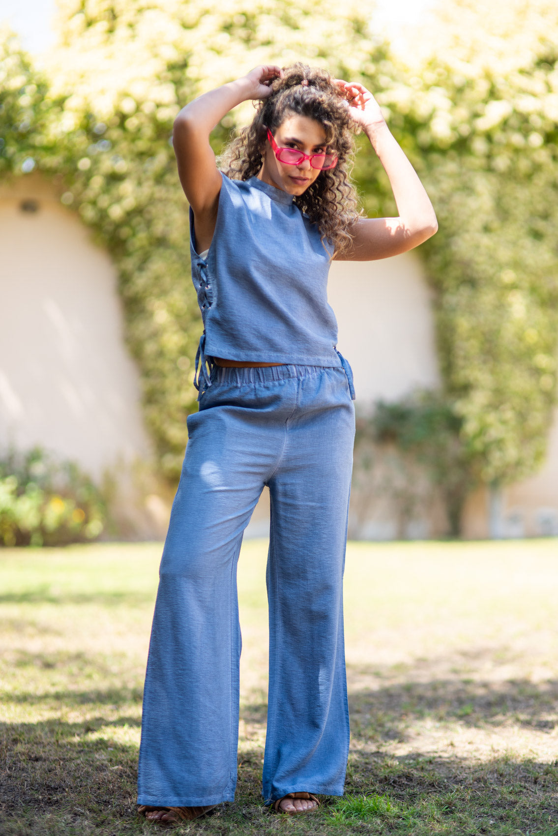 Kanza - Rustic Boho Linen Top with Strings 4