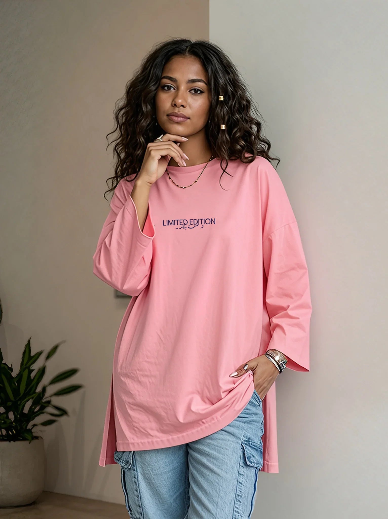 Limited Edition Women LS T-Shirt - Pink - NAS Trends 1