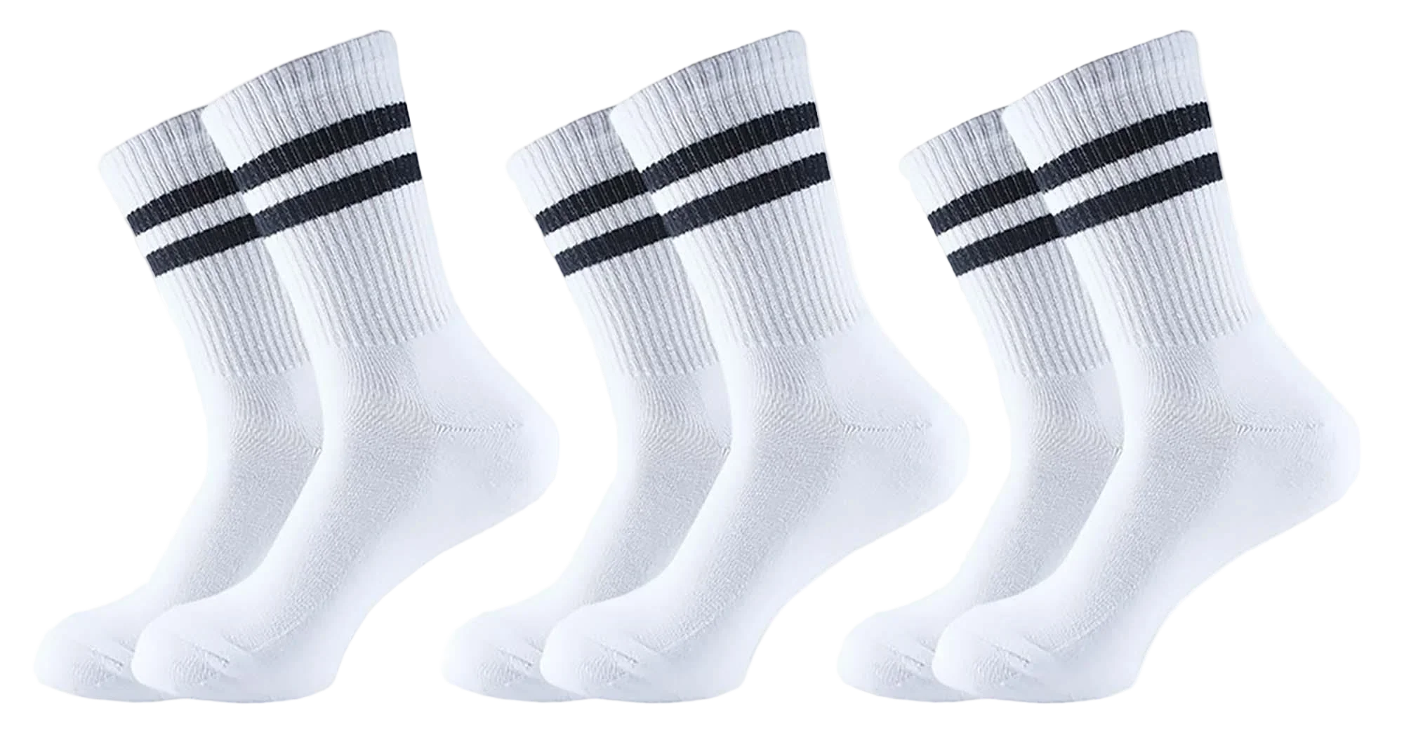 Men Set Of 3 Long Half Terry Sport Socks White - Sam Socks - Babazzaro