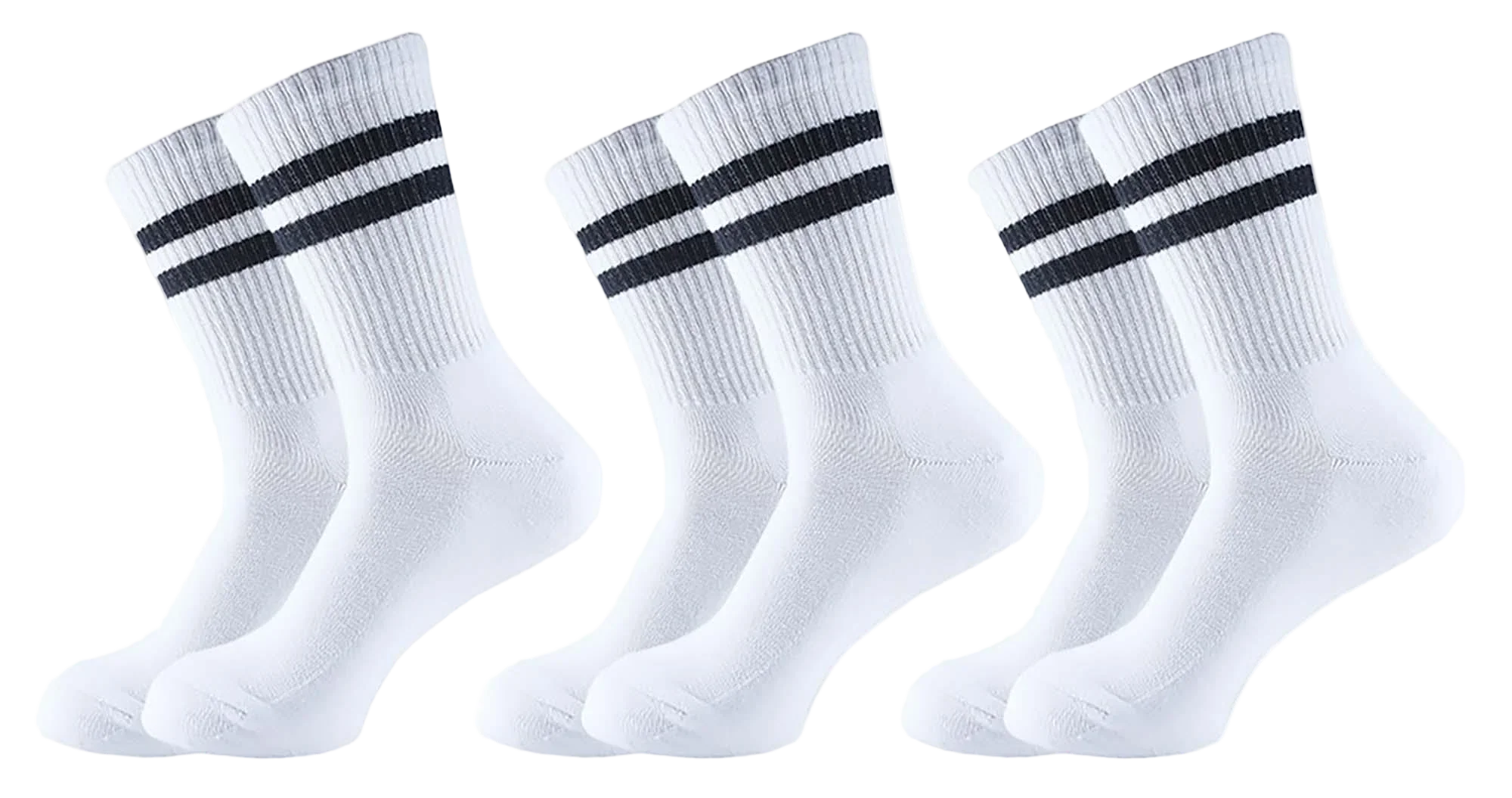Sam Socks - Men Set Of 3 Long Half Terry Sport Socks White 1