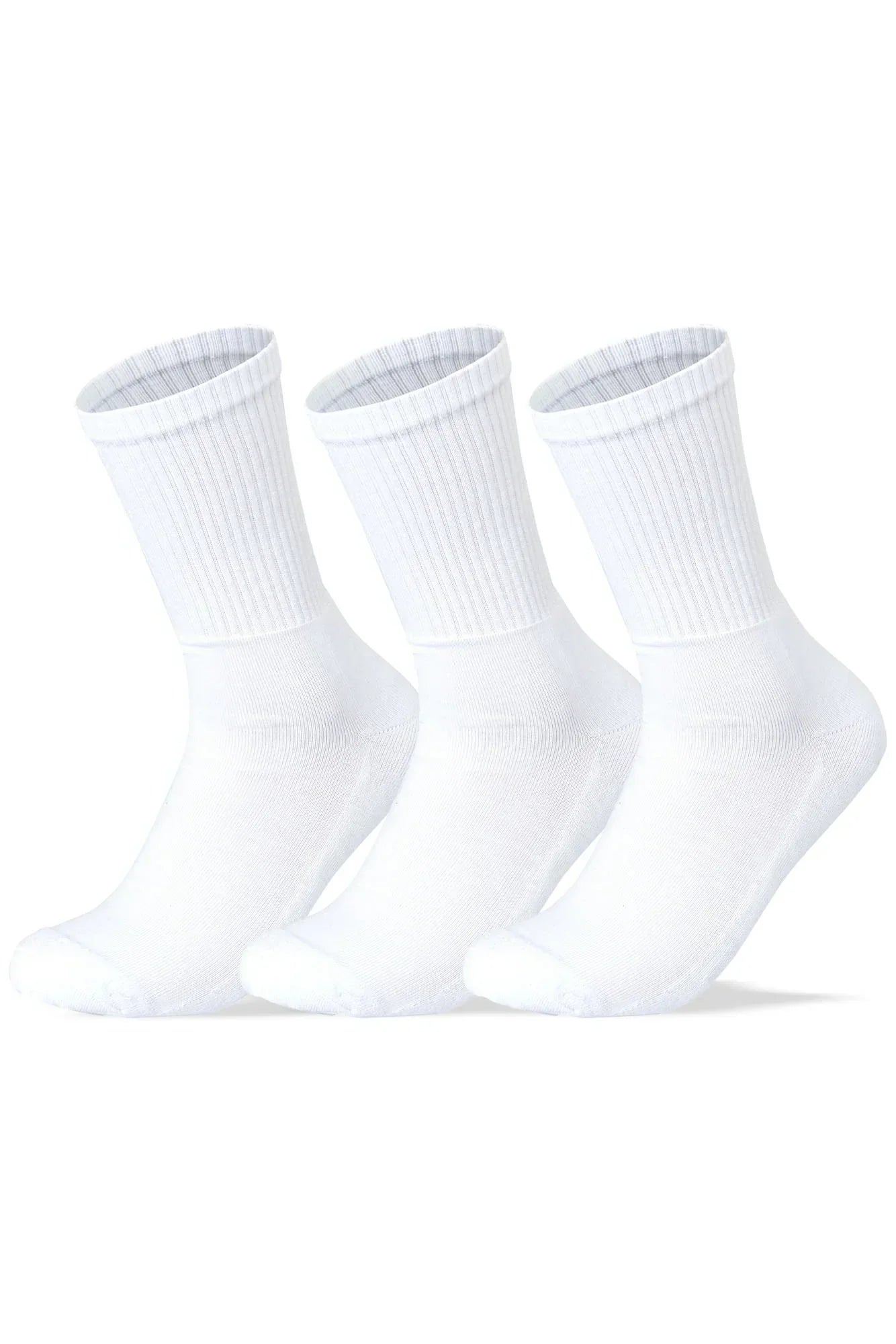 Men Set Of 3 Long Half Terry Sport Socks Plain White - Sam Socks - Babazzaro