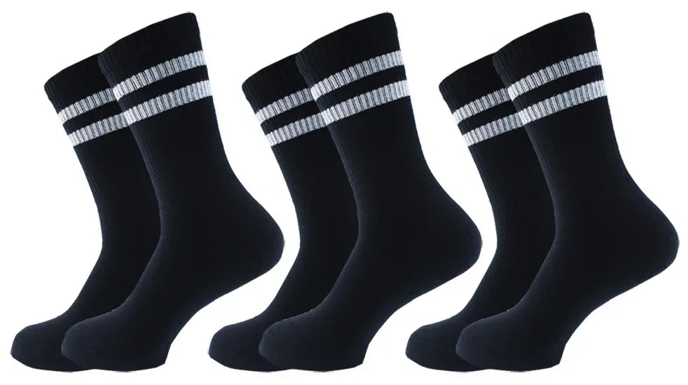 Women Set Of 3 Half Terry Long Sport Socks Black - Sam Socks - Babazzaro
