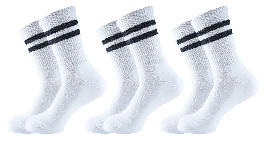 Women Set Of 3 Half Terry Long Sport Socks White - Sam Socks - Babazzaro
