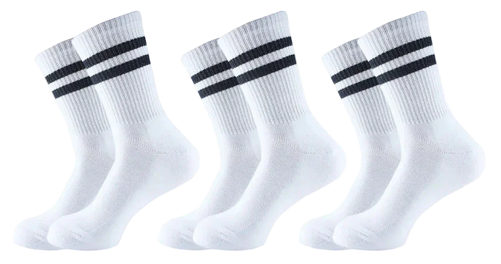 Sam Socks - Women Set Of 3 Half Terry Long Sport Socks White 1