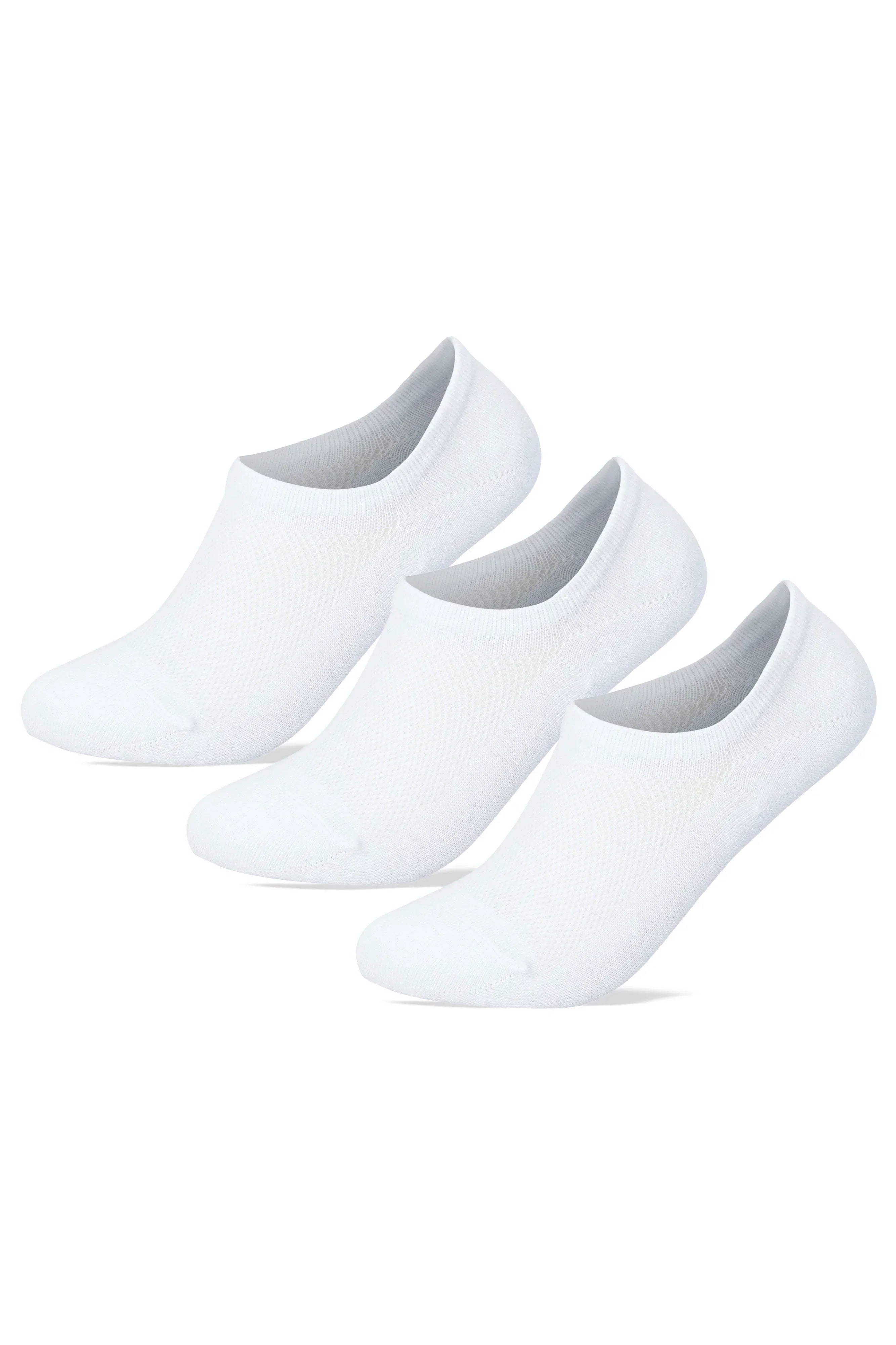 Men Set Of 3 No Show Nets Plain Socks White - Sam Socks - Babazzaro