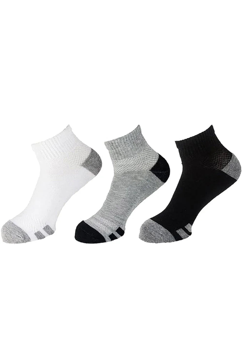 Sam Socks - Men Set Of 3 Half Terry L-Shape Sport Socks Men White-Black-Grey 5