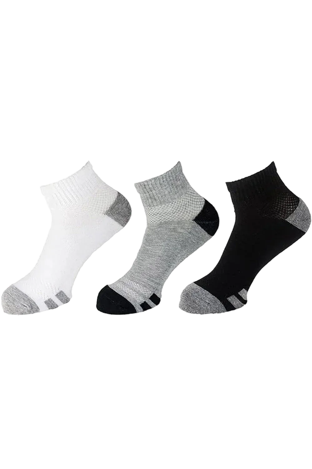 Men Set Of 3 Half Terry L-Shape Sport Socks Men ( White-Black-Grey ) - Sam Socks - Babazzaro