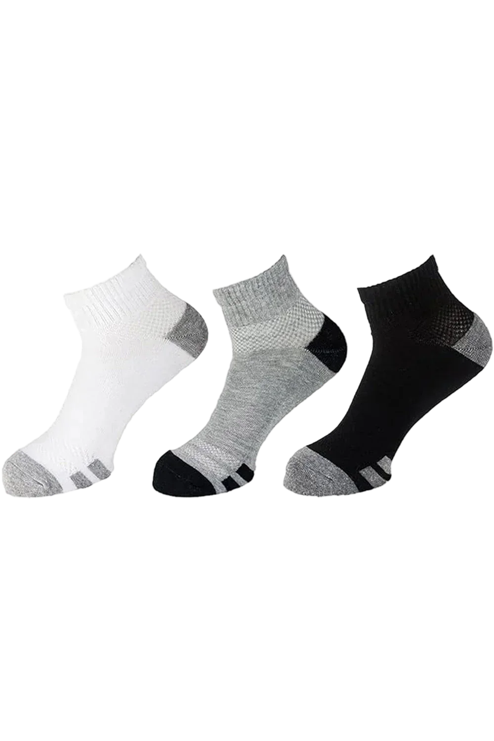 Sam Socks - Men Set Of 3 Half Terry L-Shape Sport Socks Men White-Black-Grey 1