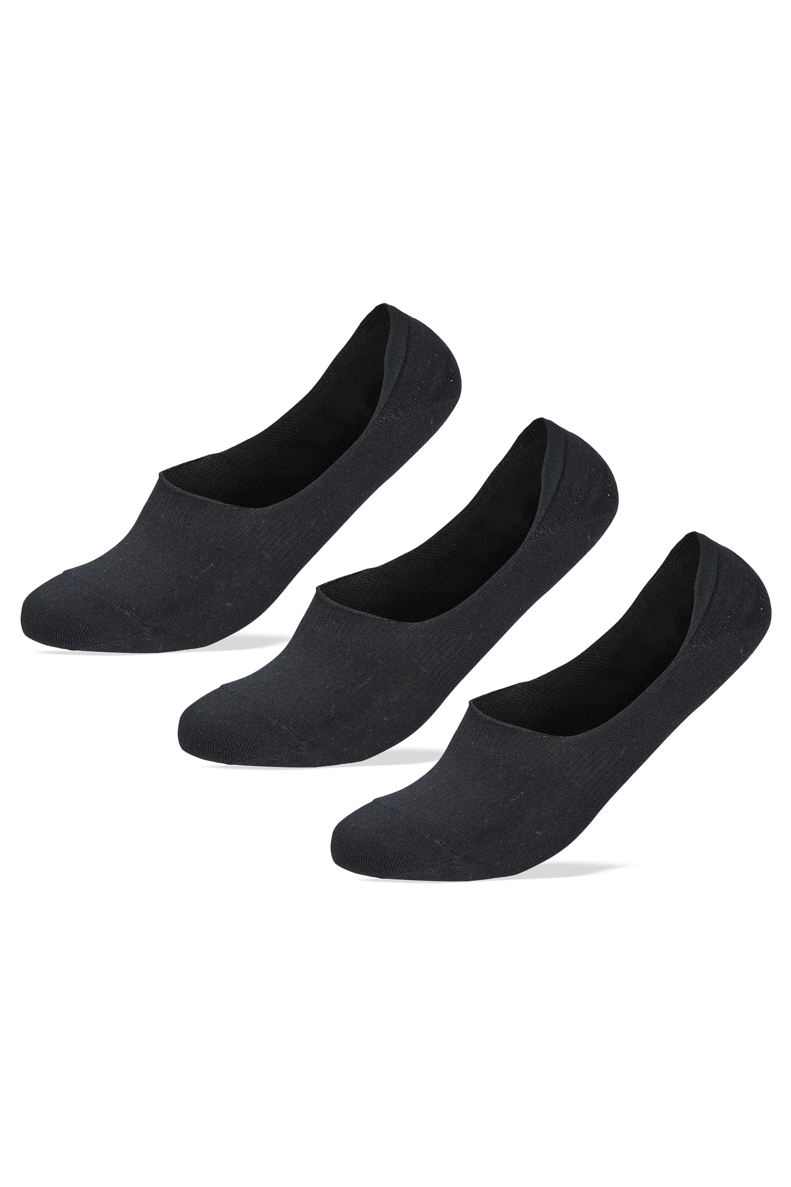 Sam Socks - Men Set Of 3 Invisible Silicon Plain Socks Black 5