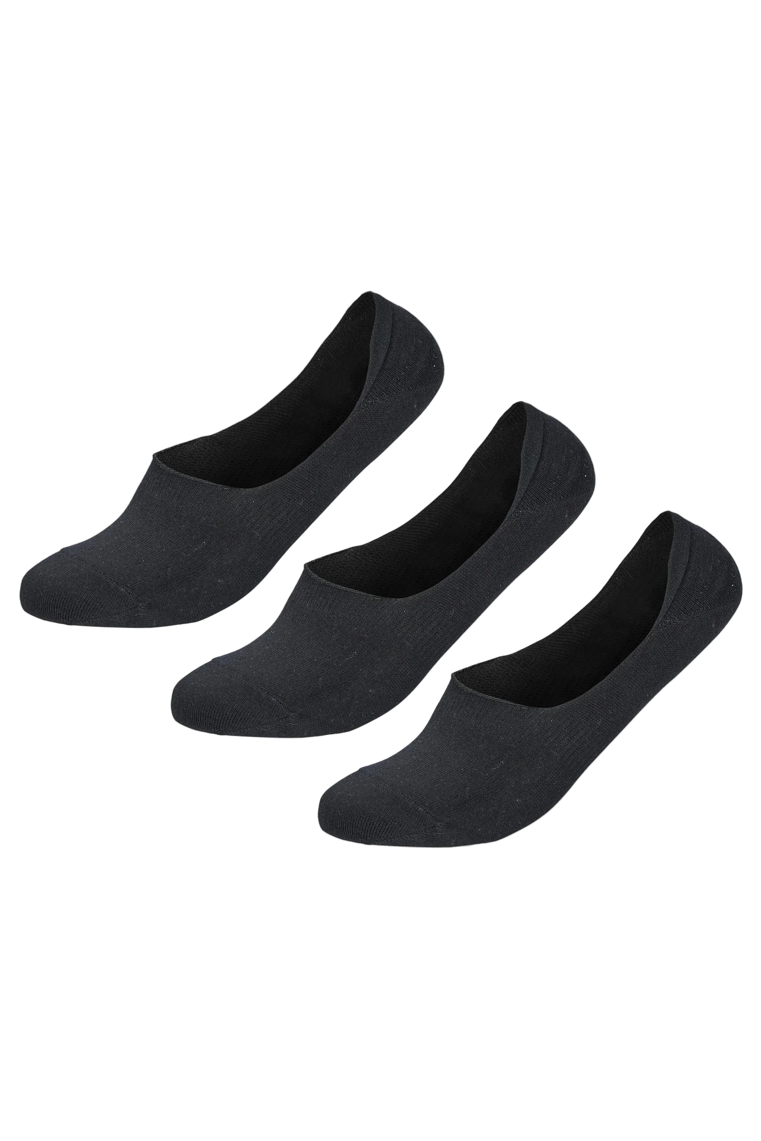 Men Set Of 3 Invisible Silicon Plain Socks Black - Sam Socks - Babazzaro