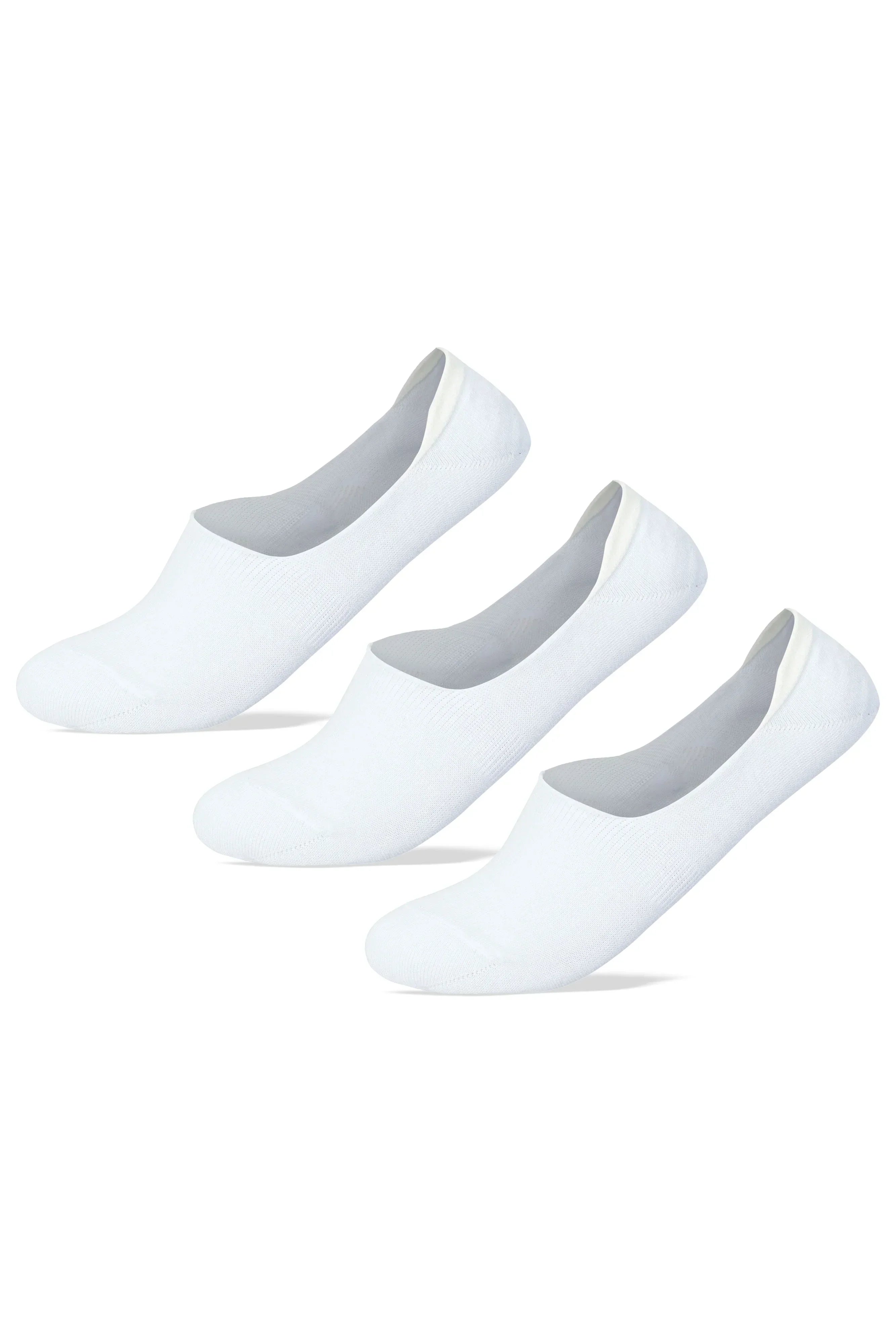 Men Set Of 3 Invisible Silicon Plain Socks White - Sam Socks - Babazzaro