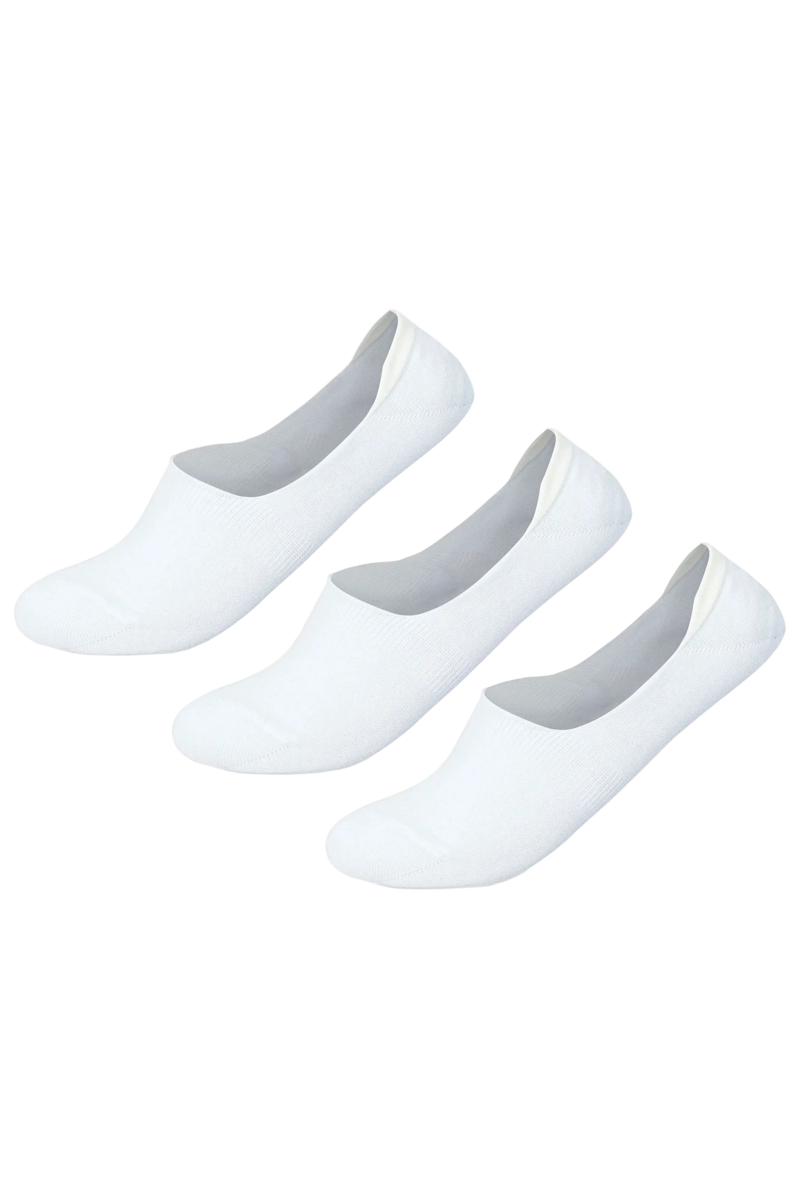 Men Set Of 3 Invisible Silicon Plain Socks White - Sam Socks - Babazzaro