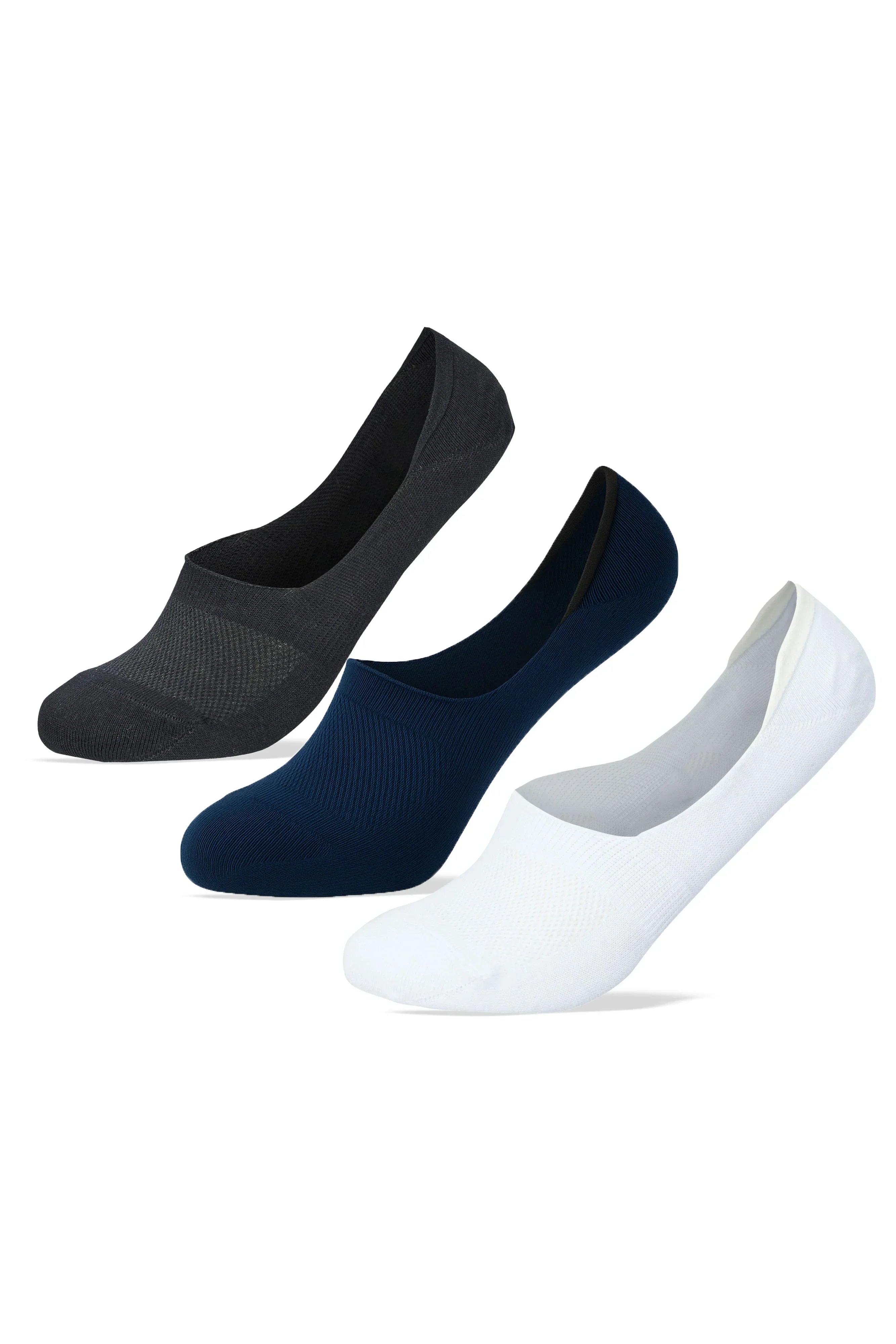 Men Set Of 3 Invisible Nets Silicon Socks ( Black-White-Blue ) - Sam Socks - Babazzaro