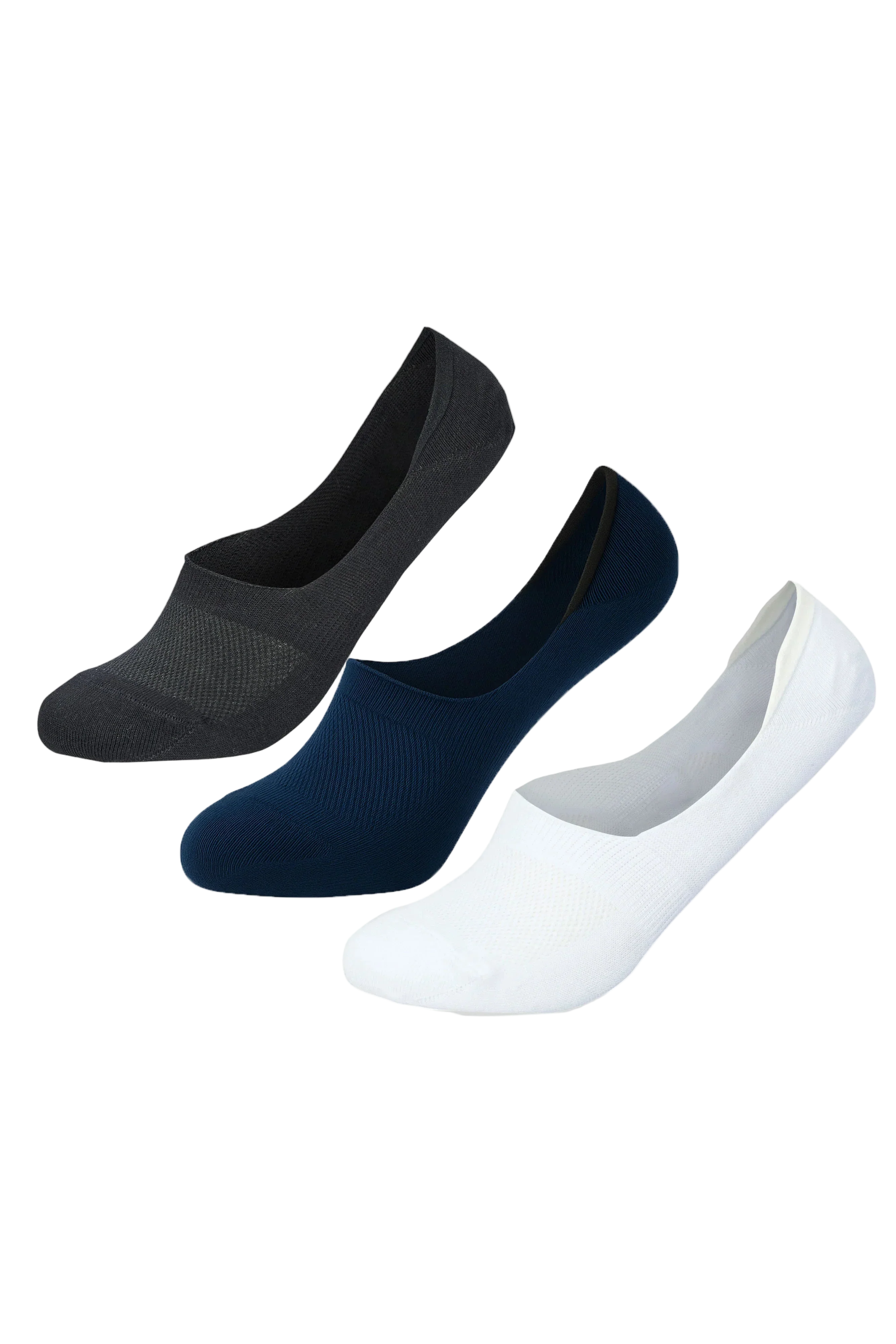 Sam Socks - Men Set Of 3 Invisible Nets Silicon Socks Black-White-Blue 1