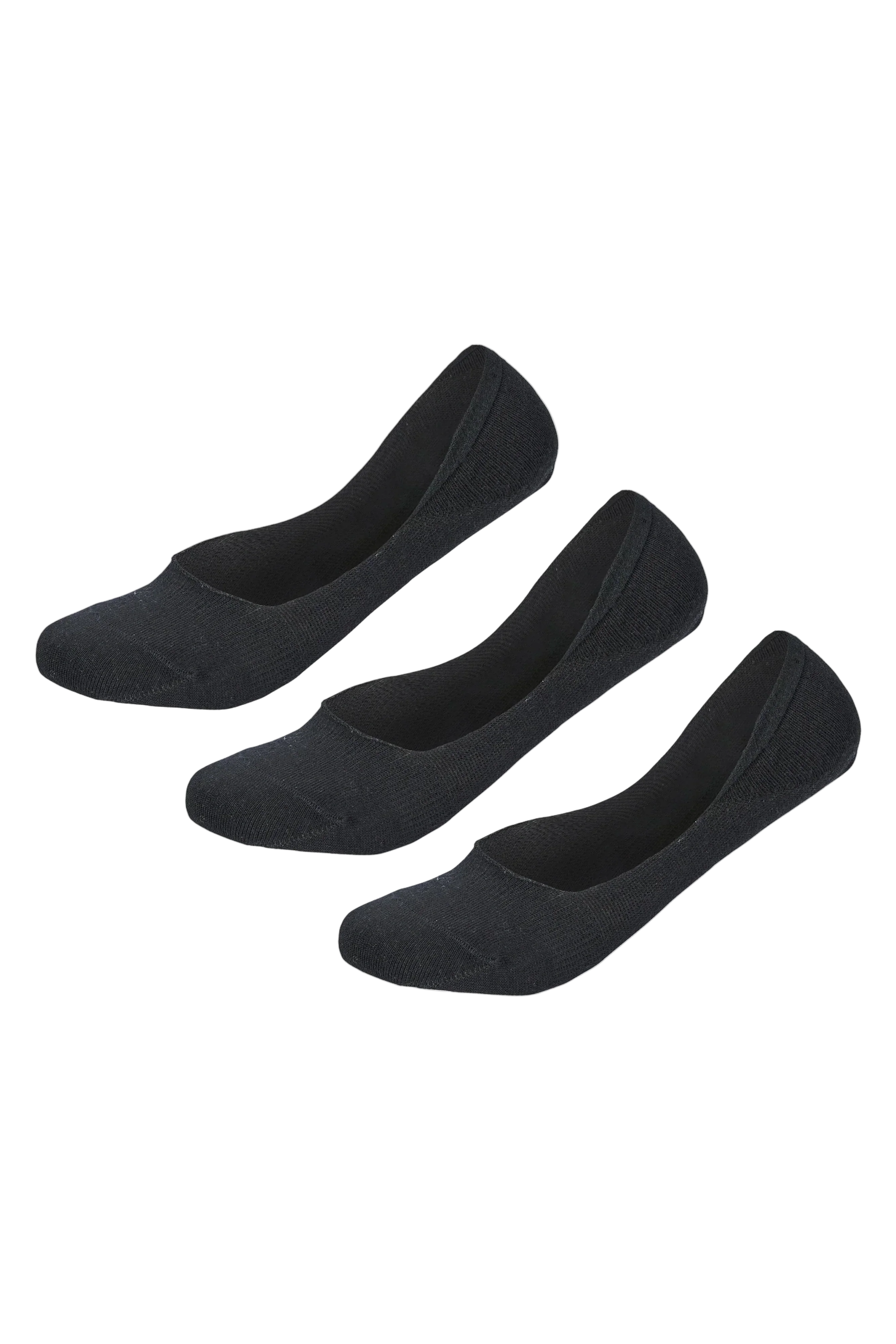 Women Set Of 3 Invisible Silicon Plain Socks Black - Sam Socks - Babazzaro