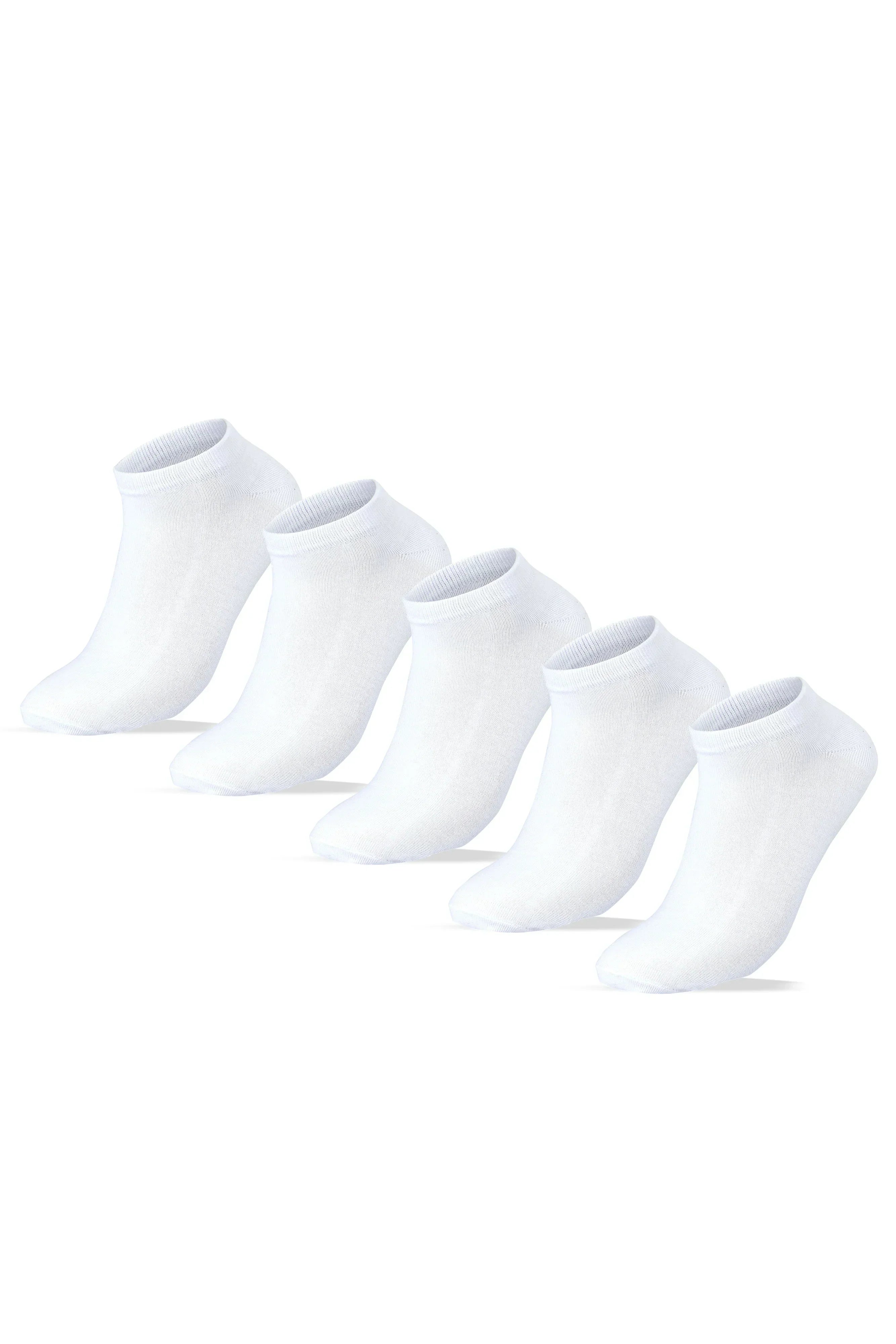 Men Set Of 5 Ankle Plain Socks White - Sam Socks - Babazzaro