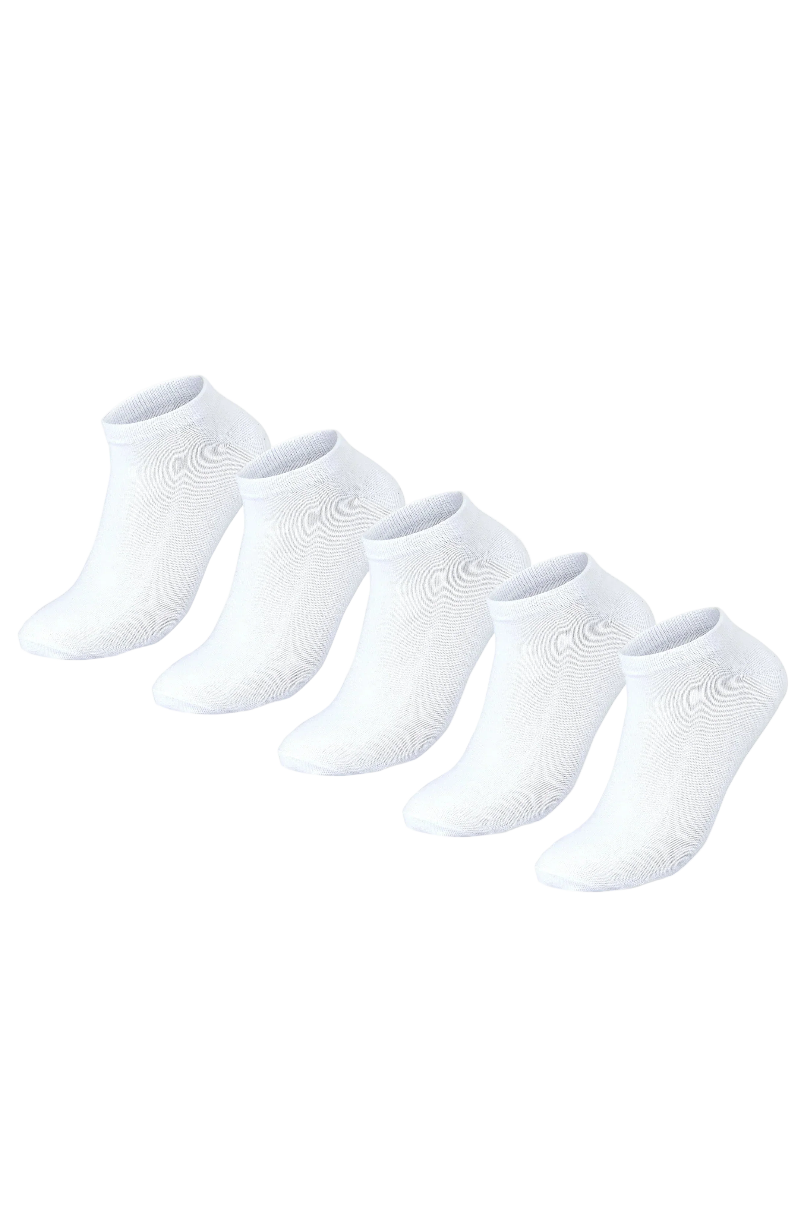 Men Set Of 5 Ankle Plain Socks White - Sam Socks - Babazzaro