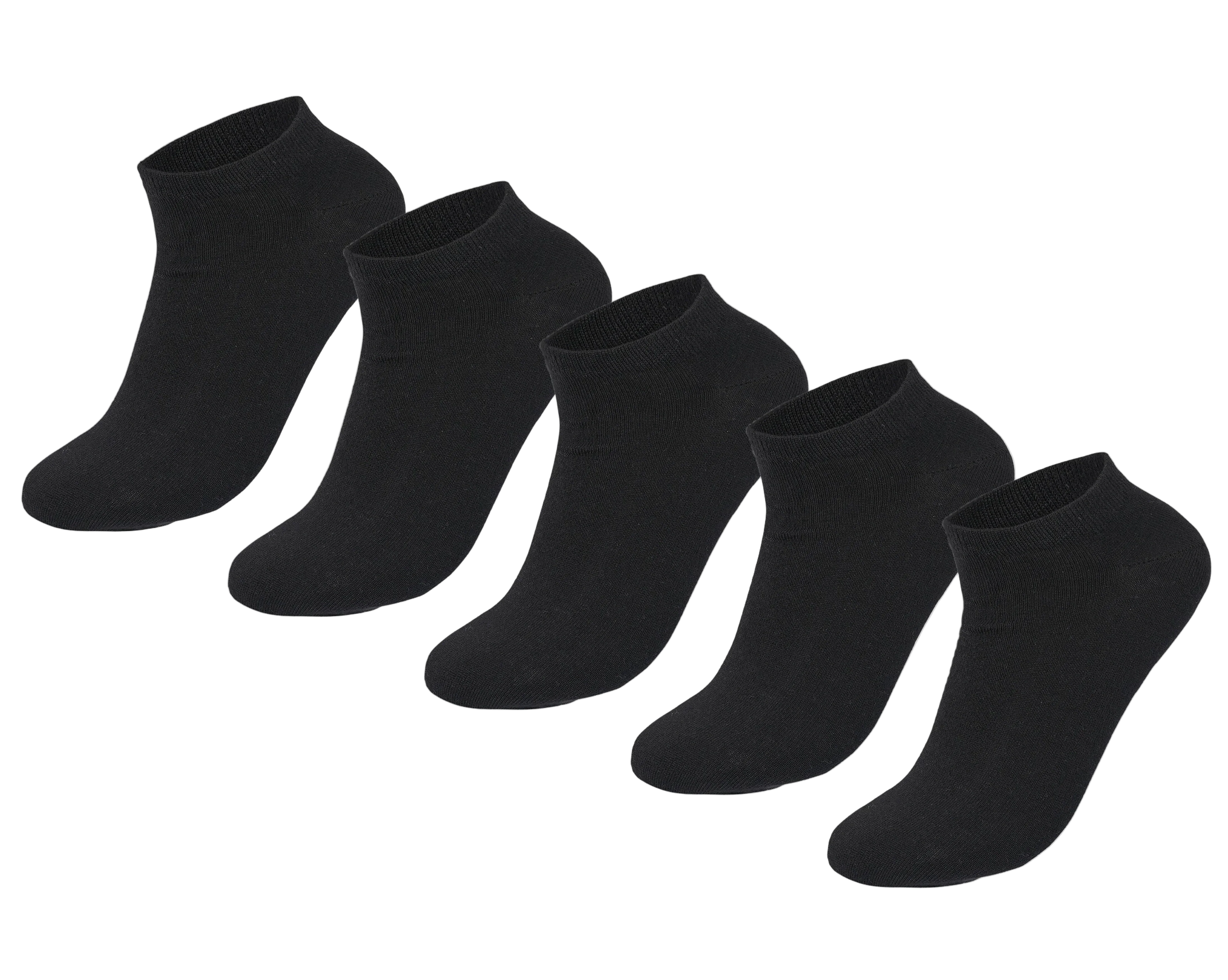 Men Set Of 5 Ankle Plain Socks Black - Sam Socks - Babazzaro
