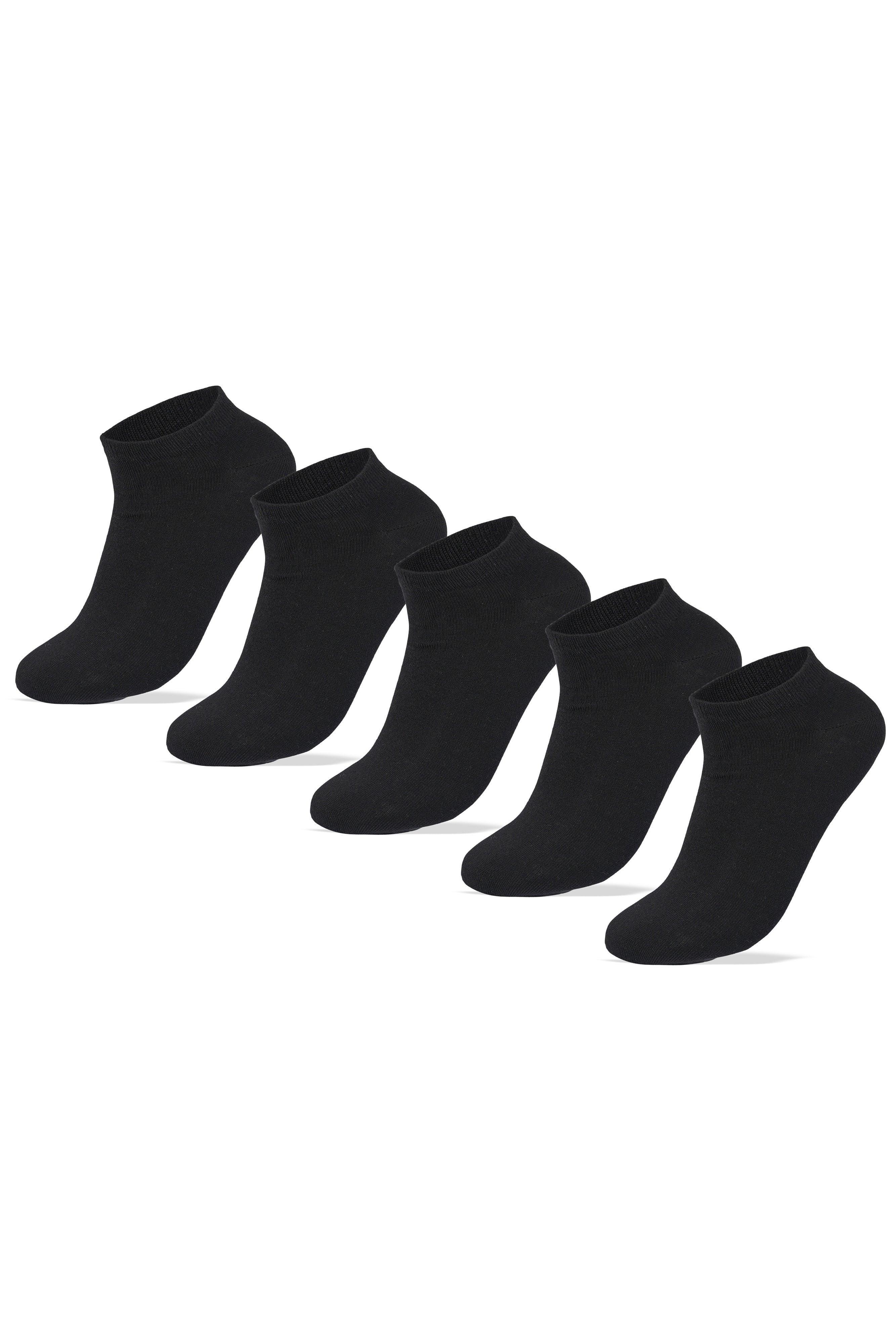Women Set Of 5 Ankle Plain Socks Black - Sam Socks - Babazzaro