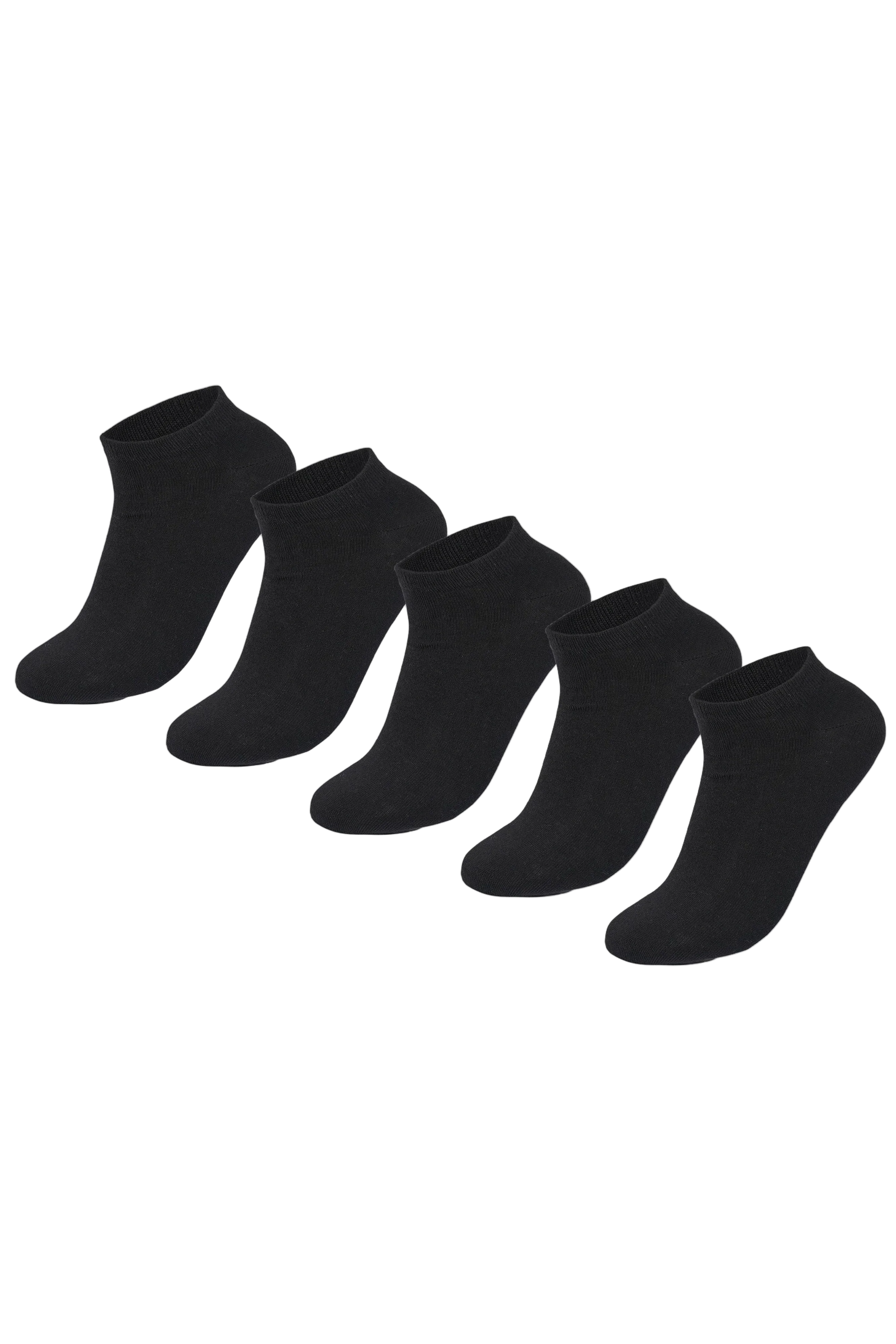 Women Set Of 5 Ankle Plain Socks Black - Sam Socks - Babazzaro