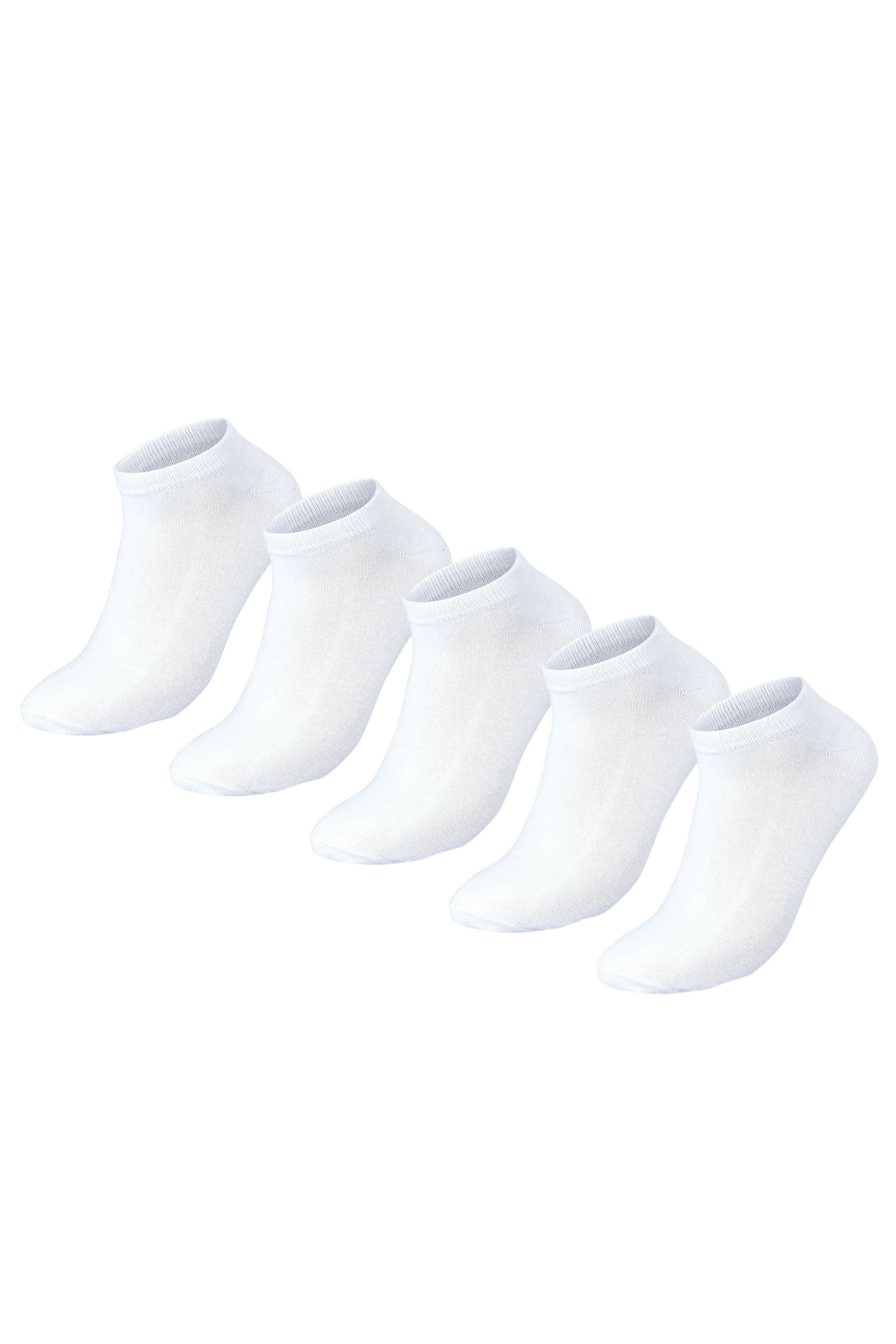 Women Set Of 5 Ankle Plain Socks White - Sam Socks - Babazzaro