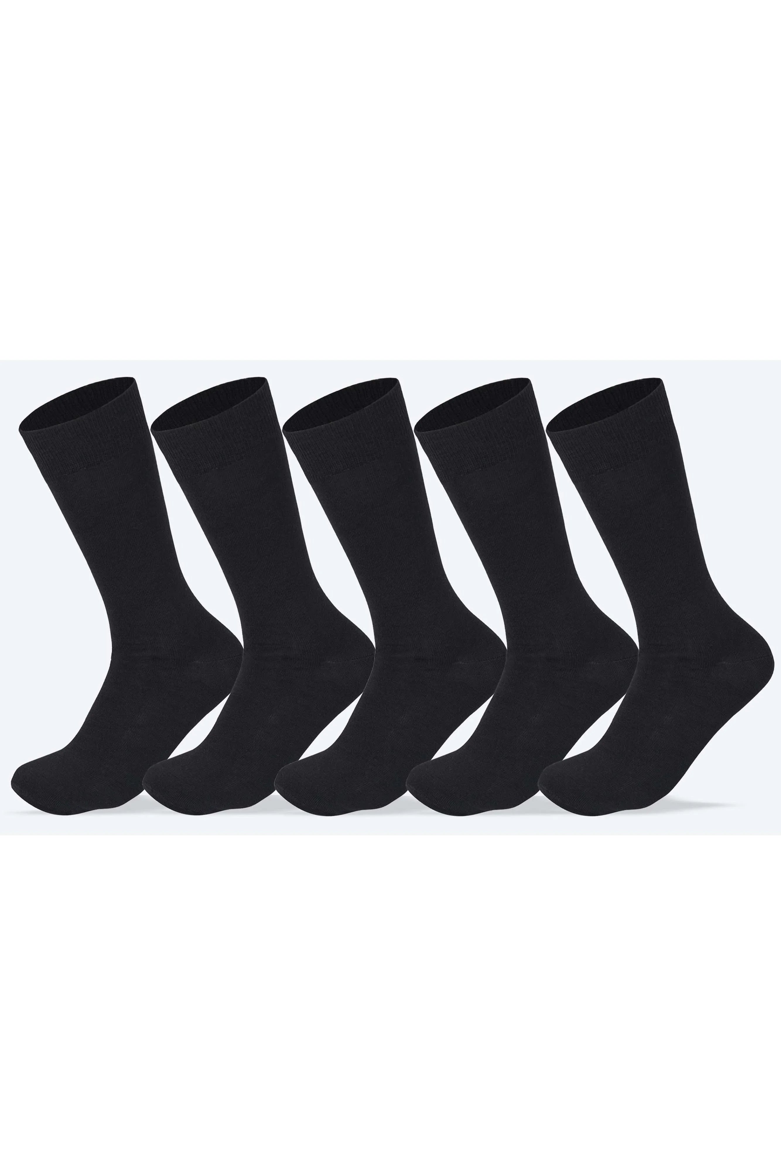 Men Set Of 5 Classic Socks Plain Black - Sam Socks - Babazzaro