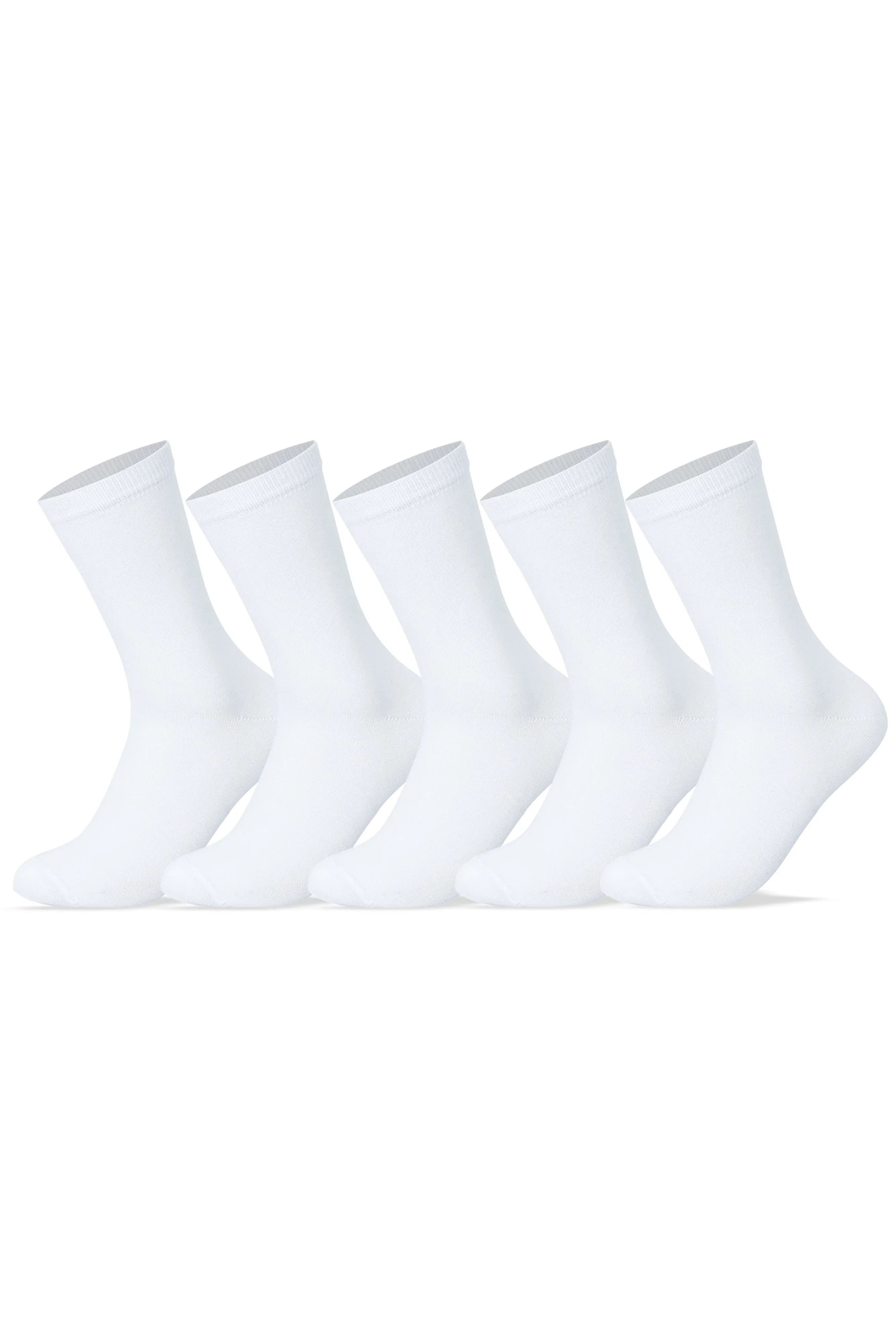 Sam Socks - Women Set Of 5 Long Plain Socks White 5