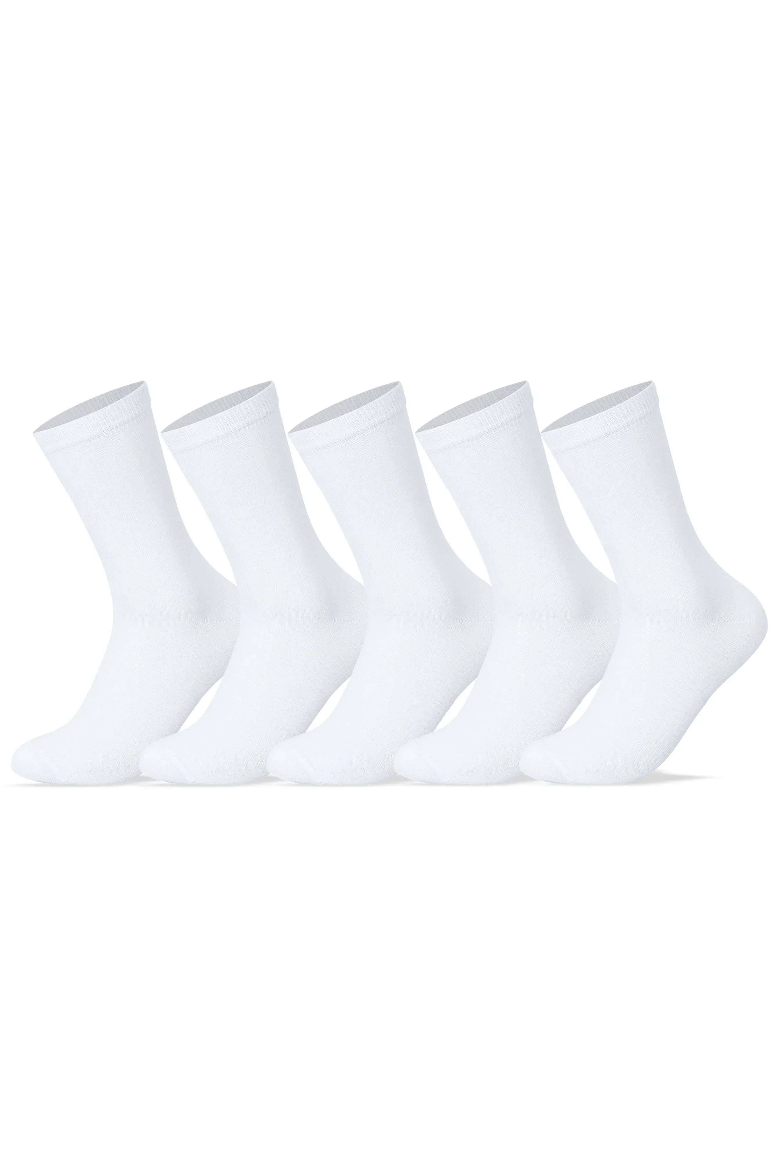 Women Set Of 5 Long Plain Socks White - Sam Socks - Babazzaro